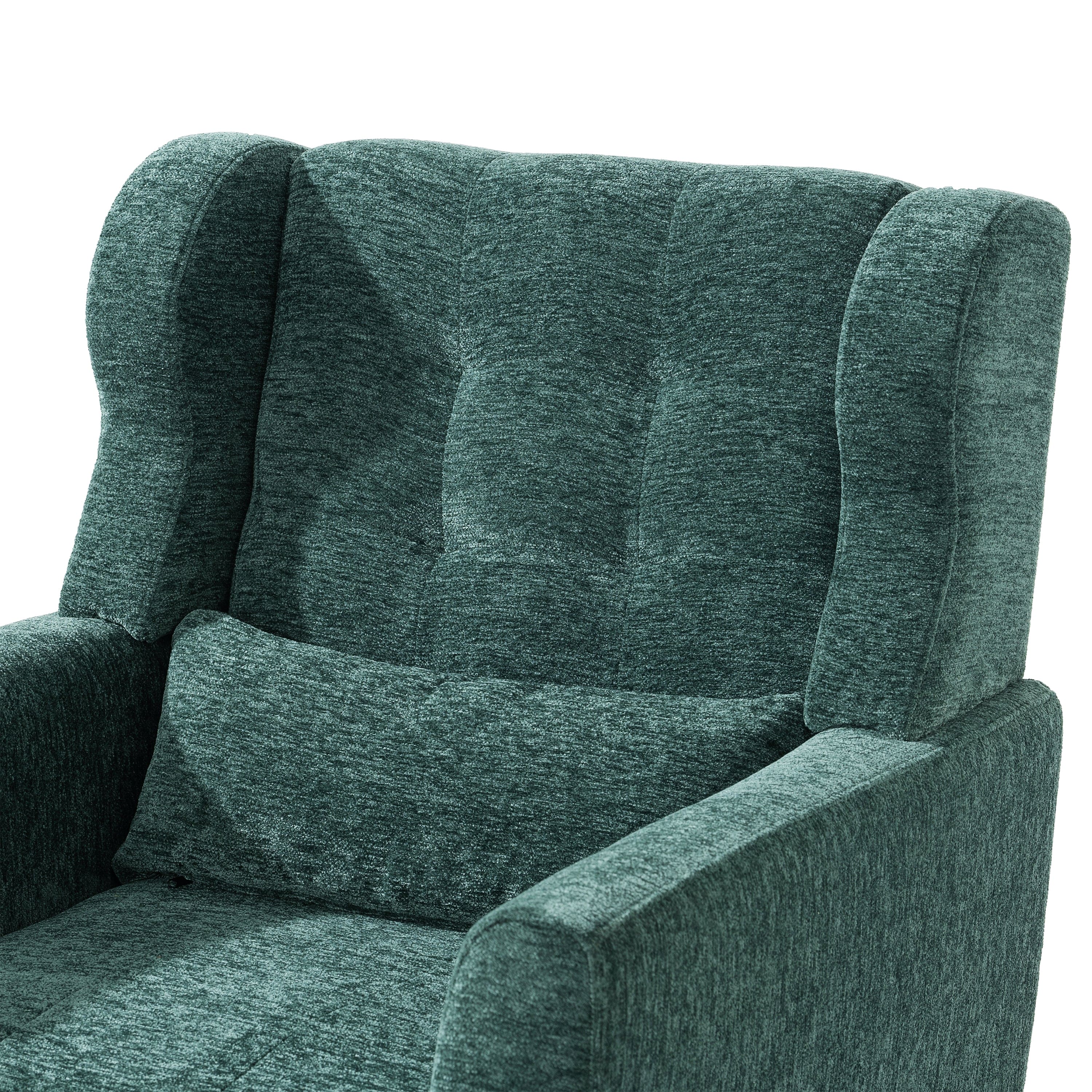 Modern Accent Chair Upholstered Foam Filled Living Room Chairs Comfy Reading Chair Mid Century Modern Chair with Chenille Fabric Lounge Arm Chairs Armchair for Living Room Bedroom (Blackish Green)