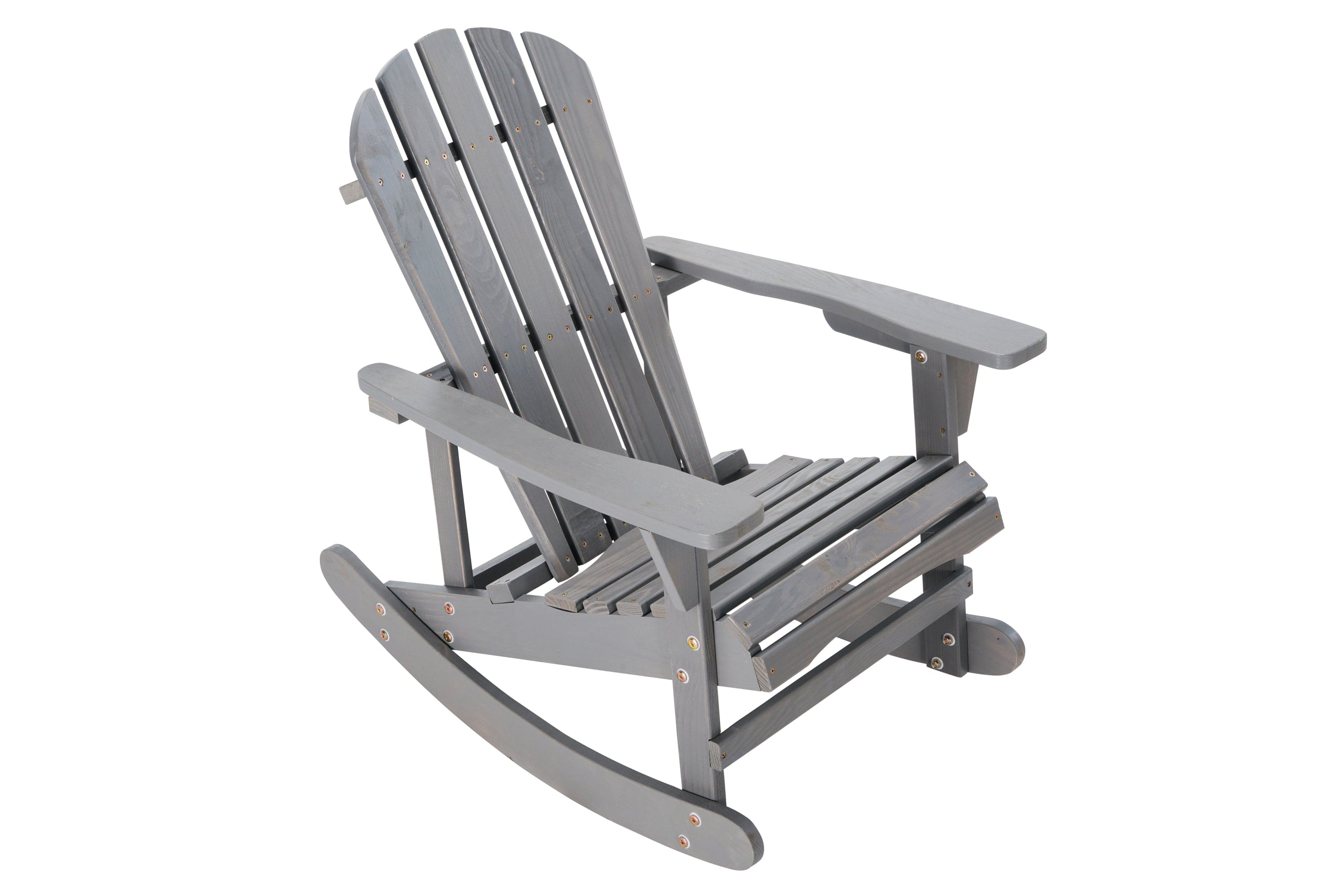 Adirondack Rocking Chair Solid Wood Chairs Finish Outdoor Furniture for Patio, Backyard, Garden - Gray