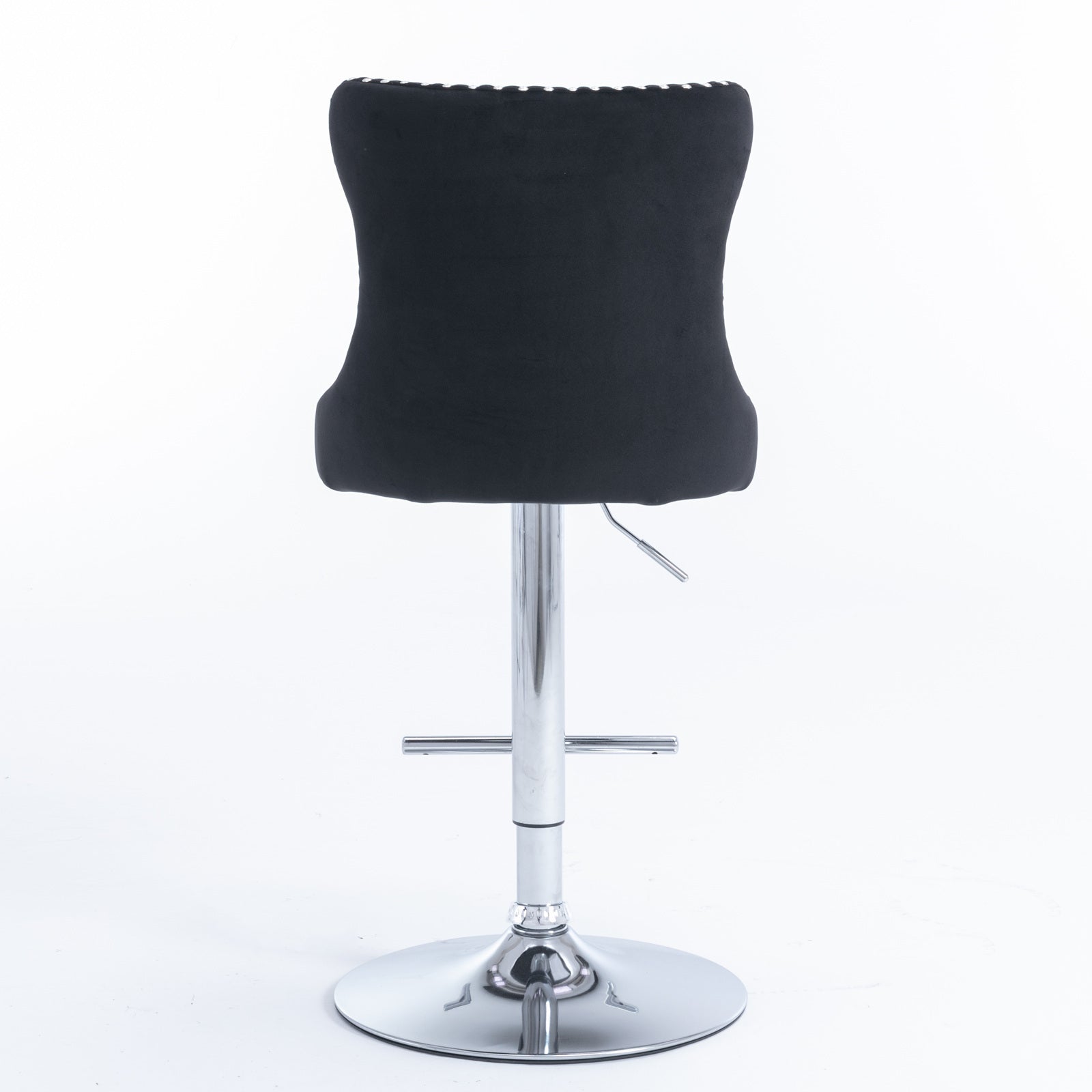 A&A Furniture,Swivel Velvet Barstools Black,Set of 2