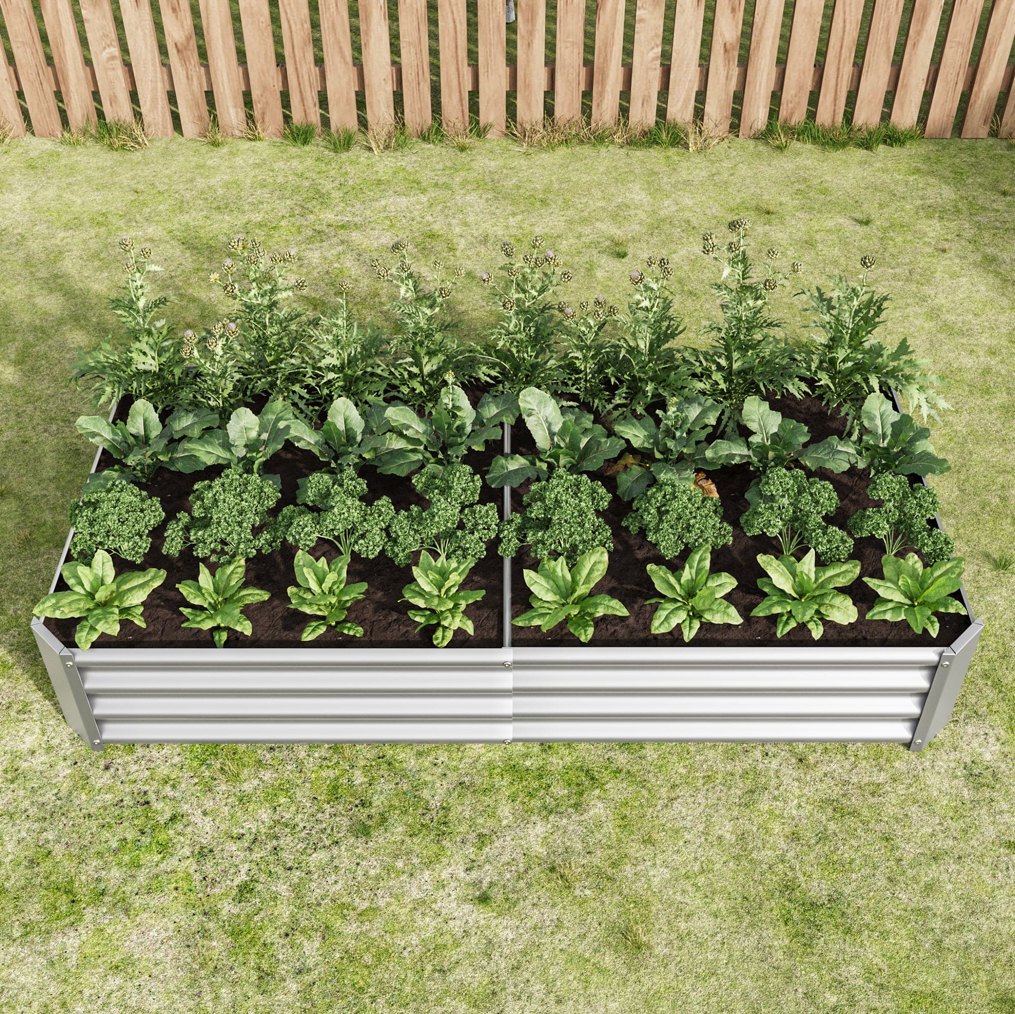 Raised Garden Bed Outdoor, 6×3×1ft , Metal Raised  Rectangle Planter Beds for Plants, Vegetables, and Flowers - Silver