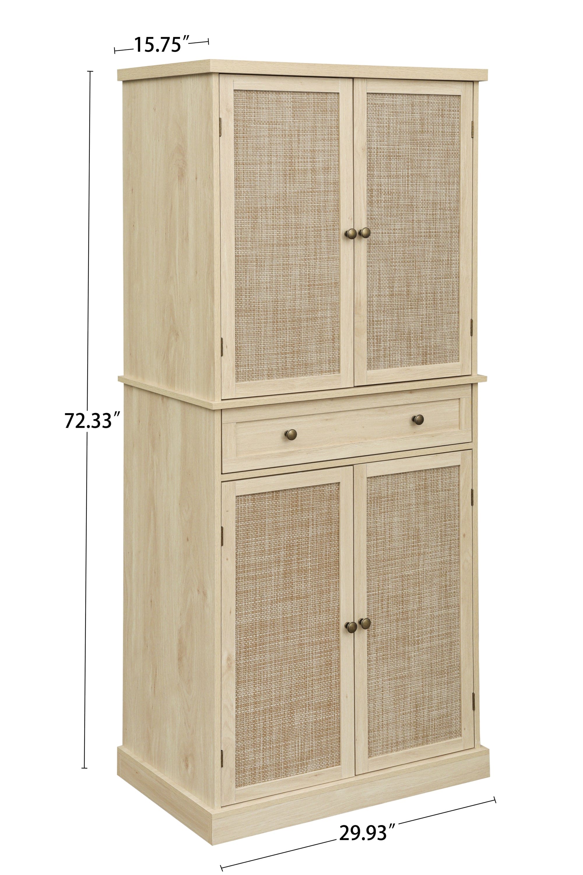 4 Door Cabinet with 1 Drawer, with 4 Adjustable Inner Shelves, Storage Cabinet