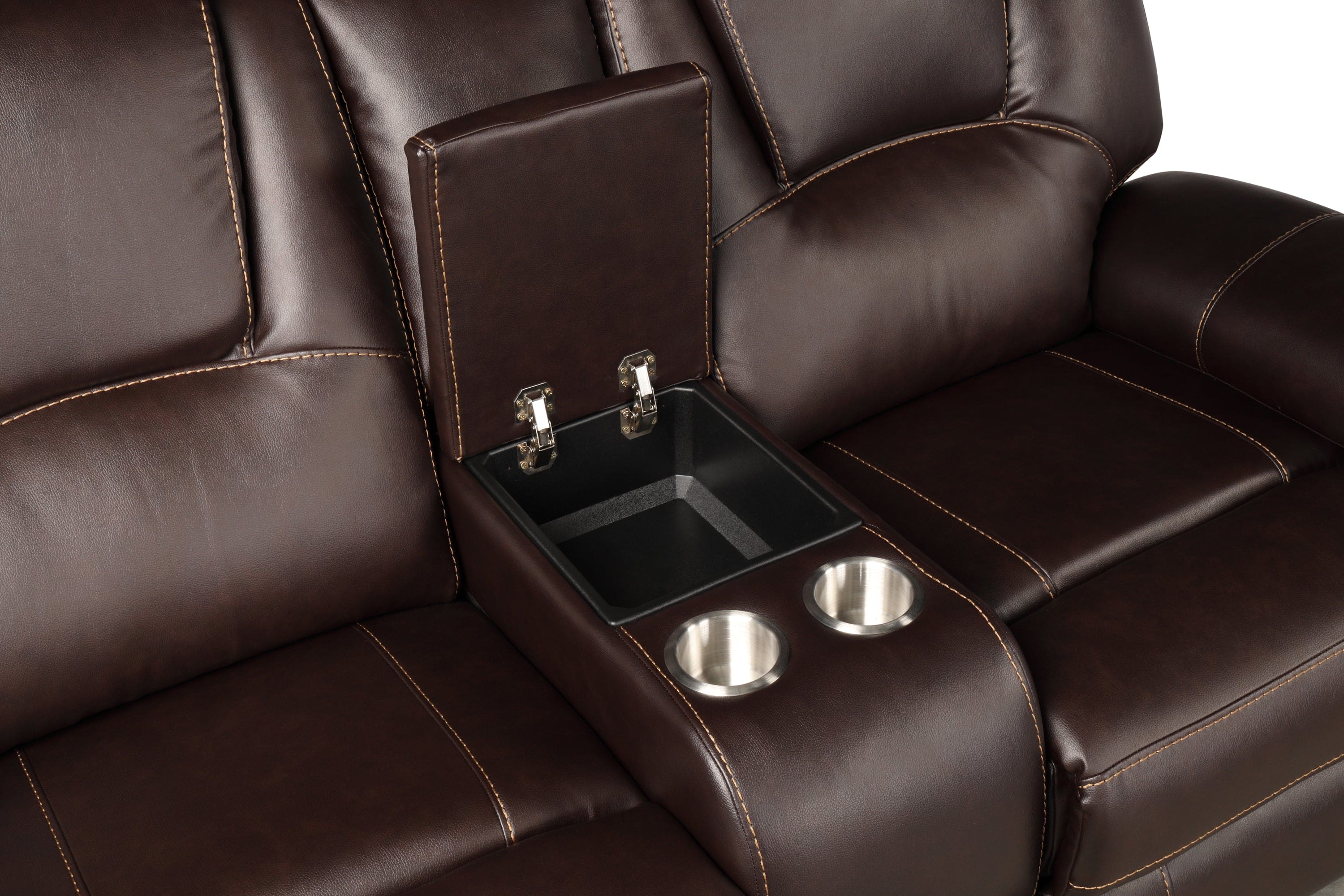 Hong Kong Power Reclining Loveseat made with Faux Leather in Brown