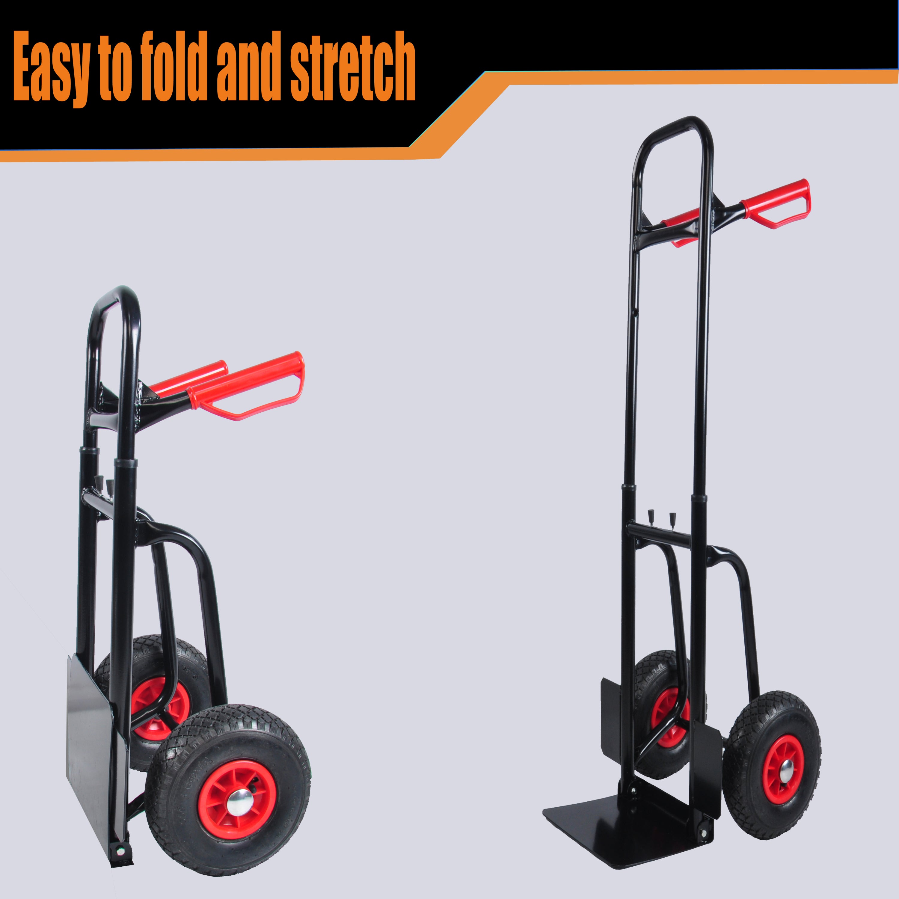 Heavy duty manual truck with double handles 330 lb steel trolley for moving heavy platform truck with 10 "rubber wheels for moving/warehouse/garden/grocery