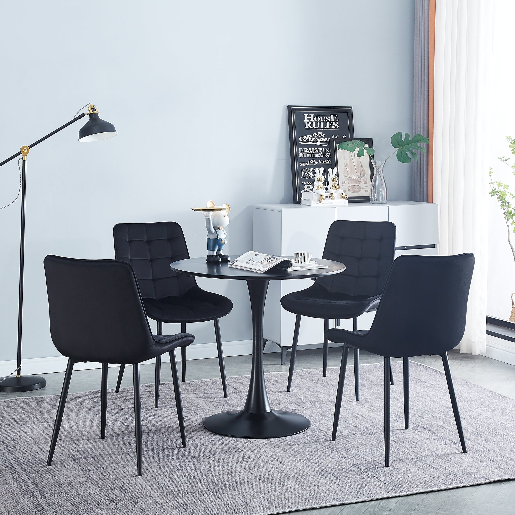 Dining Chair 2PCS（BLACK），Modern style，New technology，Suitable for restaurants, cafes, taverns, offices, living rooms, reception rooms.Simple structure, easy installation.