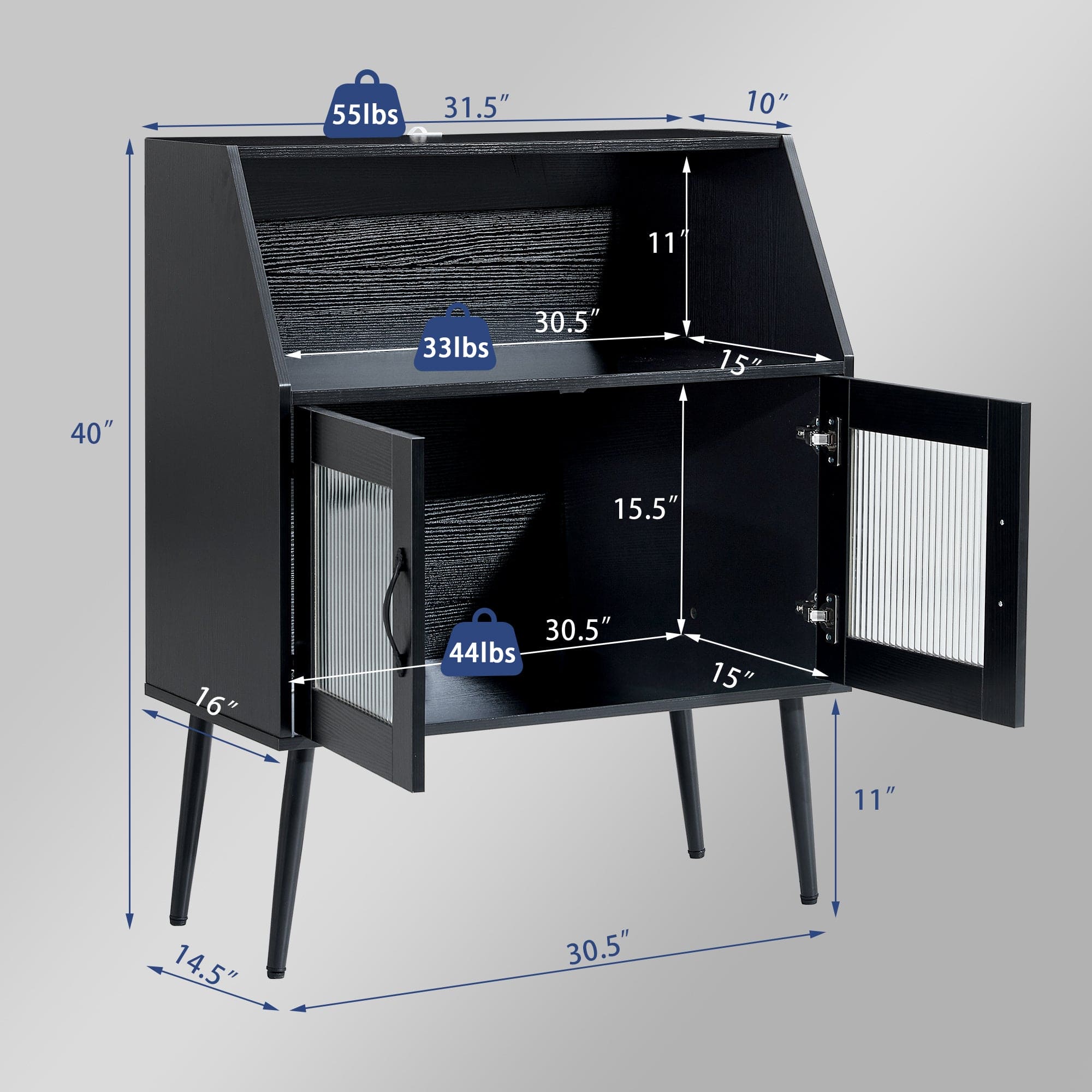 SIDEBOARD, Bufft Cabinet, Side Dining table, Glass door, 1pc per CTN