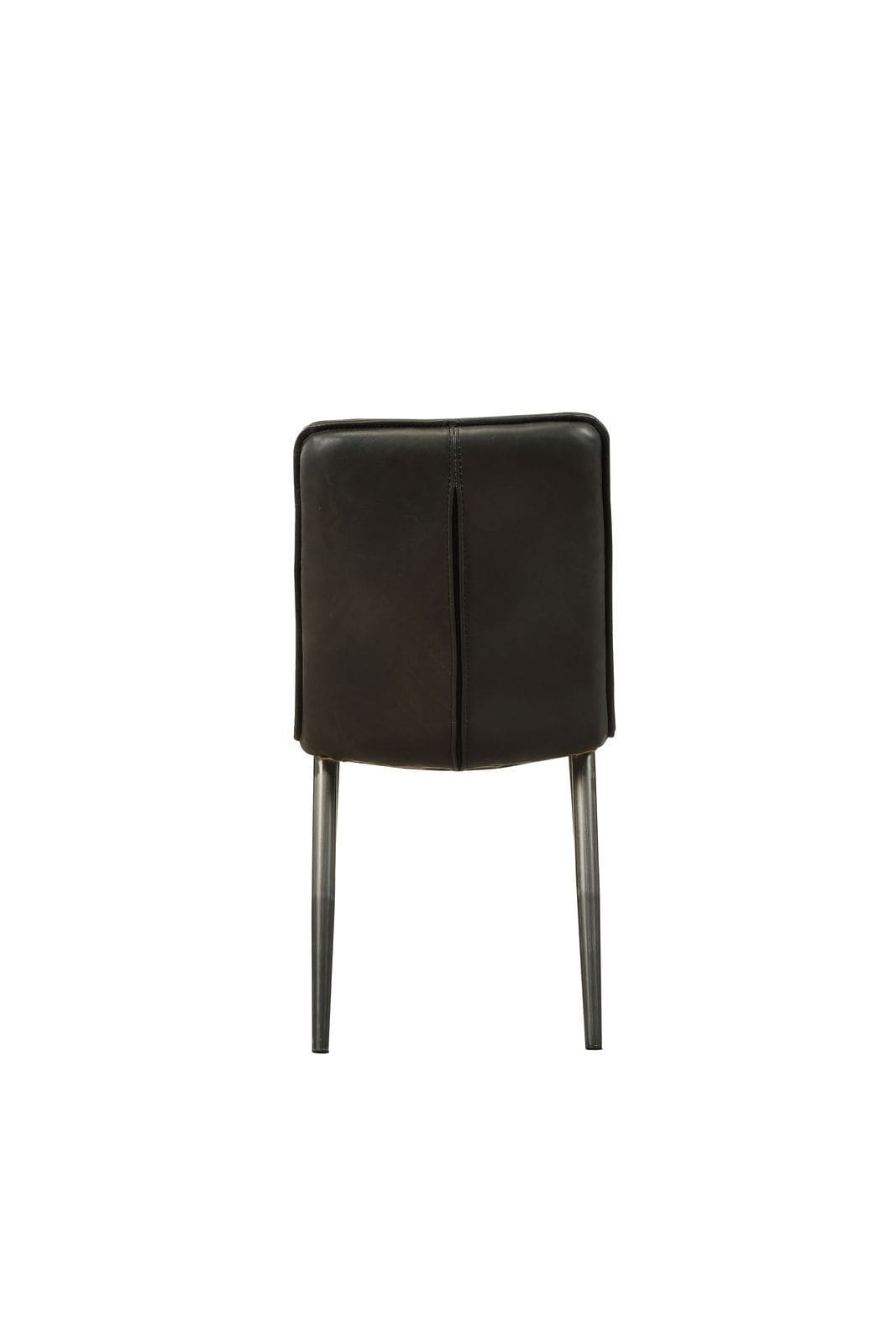 ACME Hosmer Side Chair (Set-2) in Black Top Grain Leather & Antique Black 70422