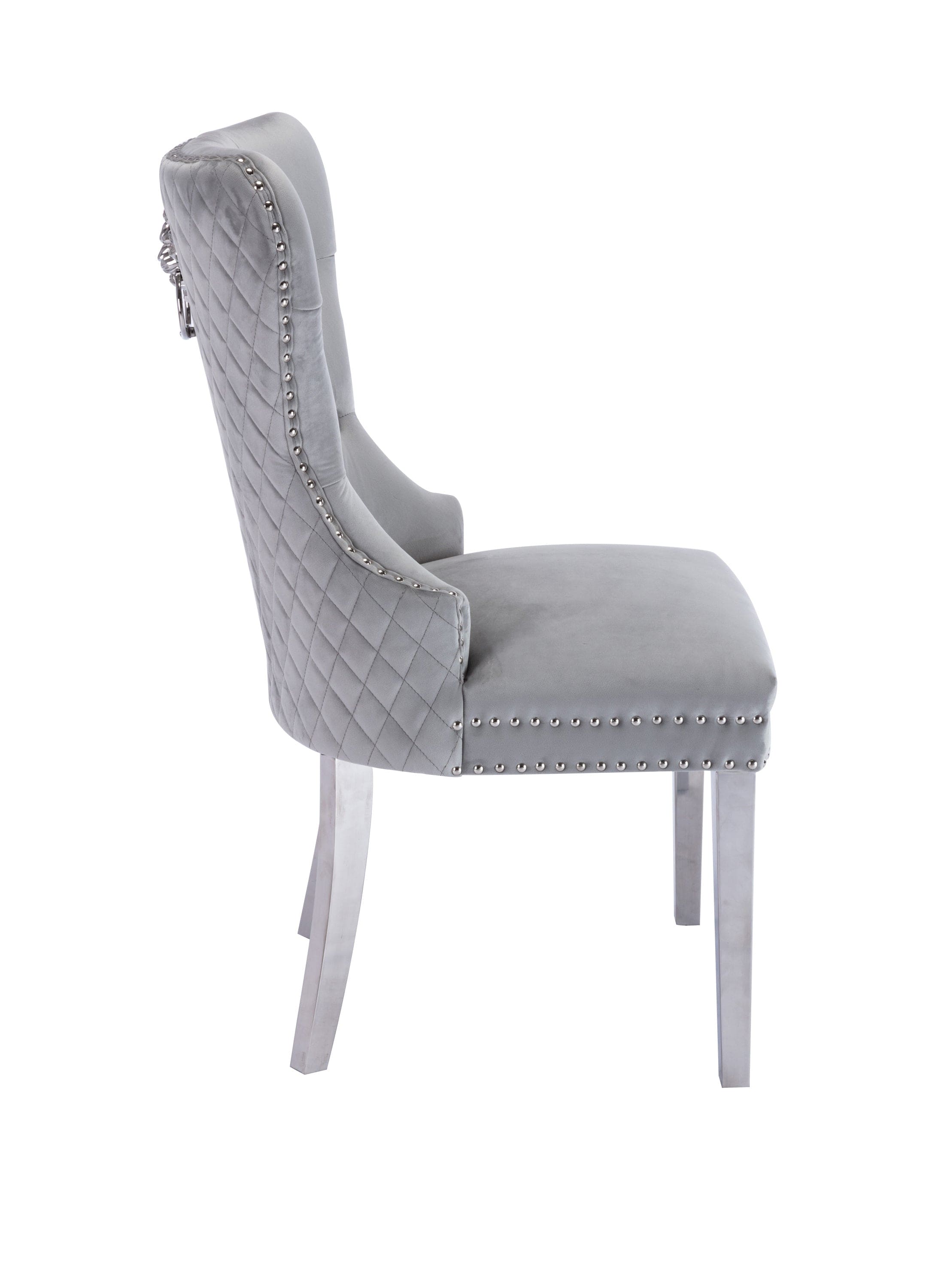 Simba Stainless Steel 2 Piece Chair Finish with Velvet Fabric in Light Gray