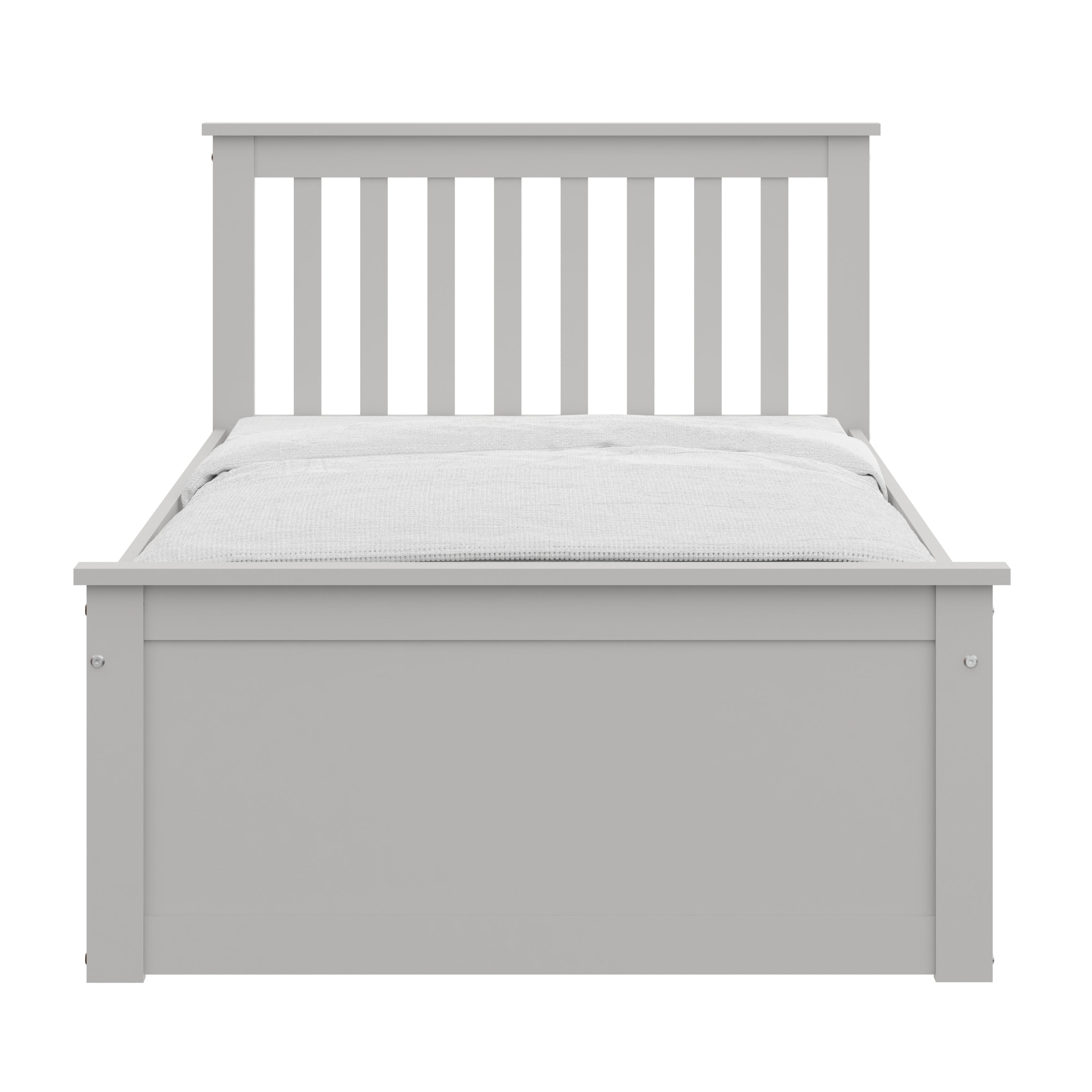 Yes4wood Gray Twin Bed with Trundle, Solid Wood Malibu Bed Frame with Twin Size Pull-Out Trundle for Kids and Toddlers