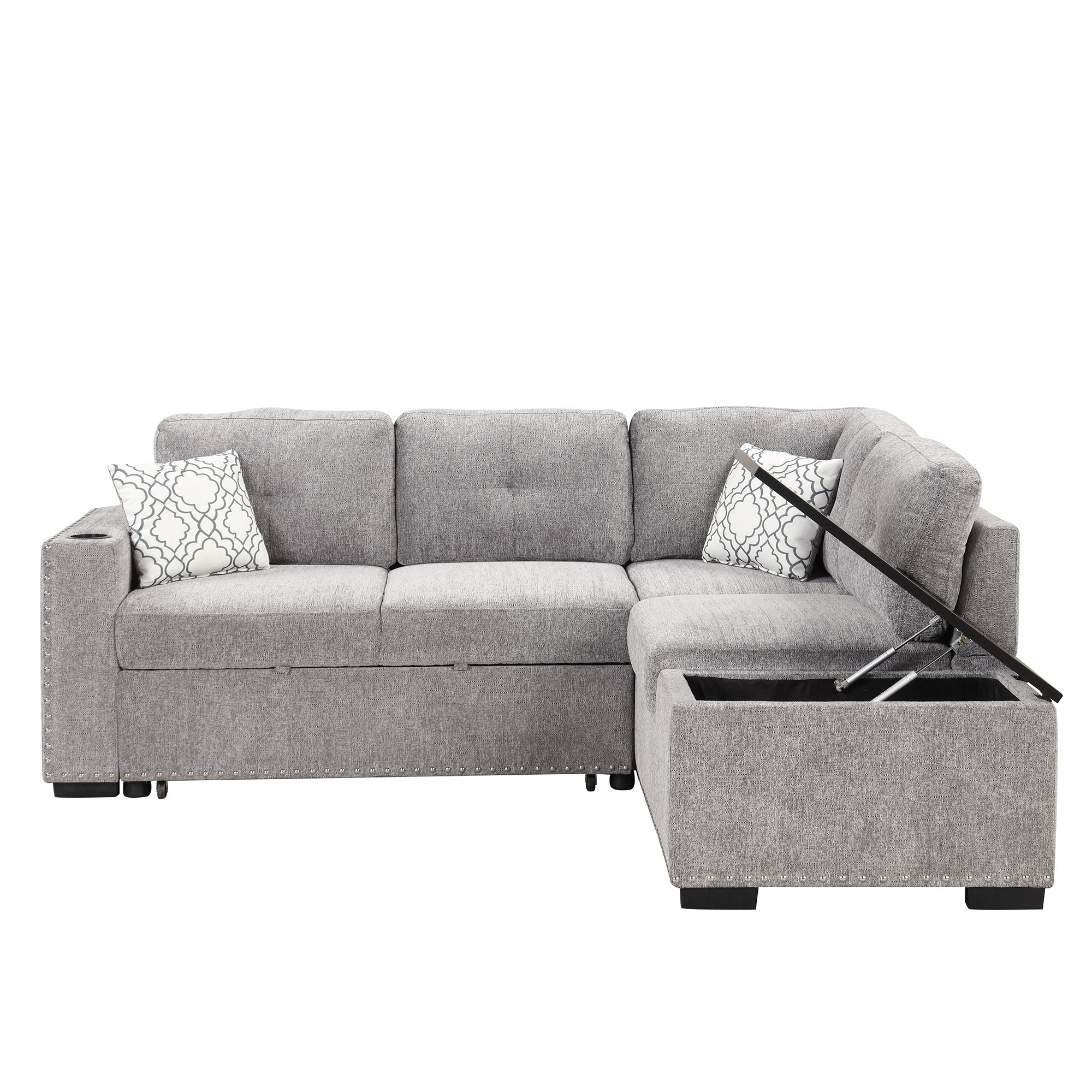 Sofa Bed L-Shaped Corner Sofa, Light Gray