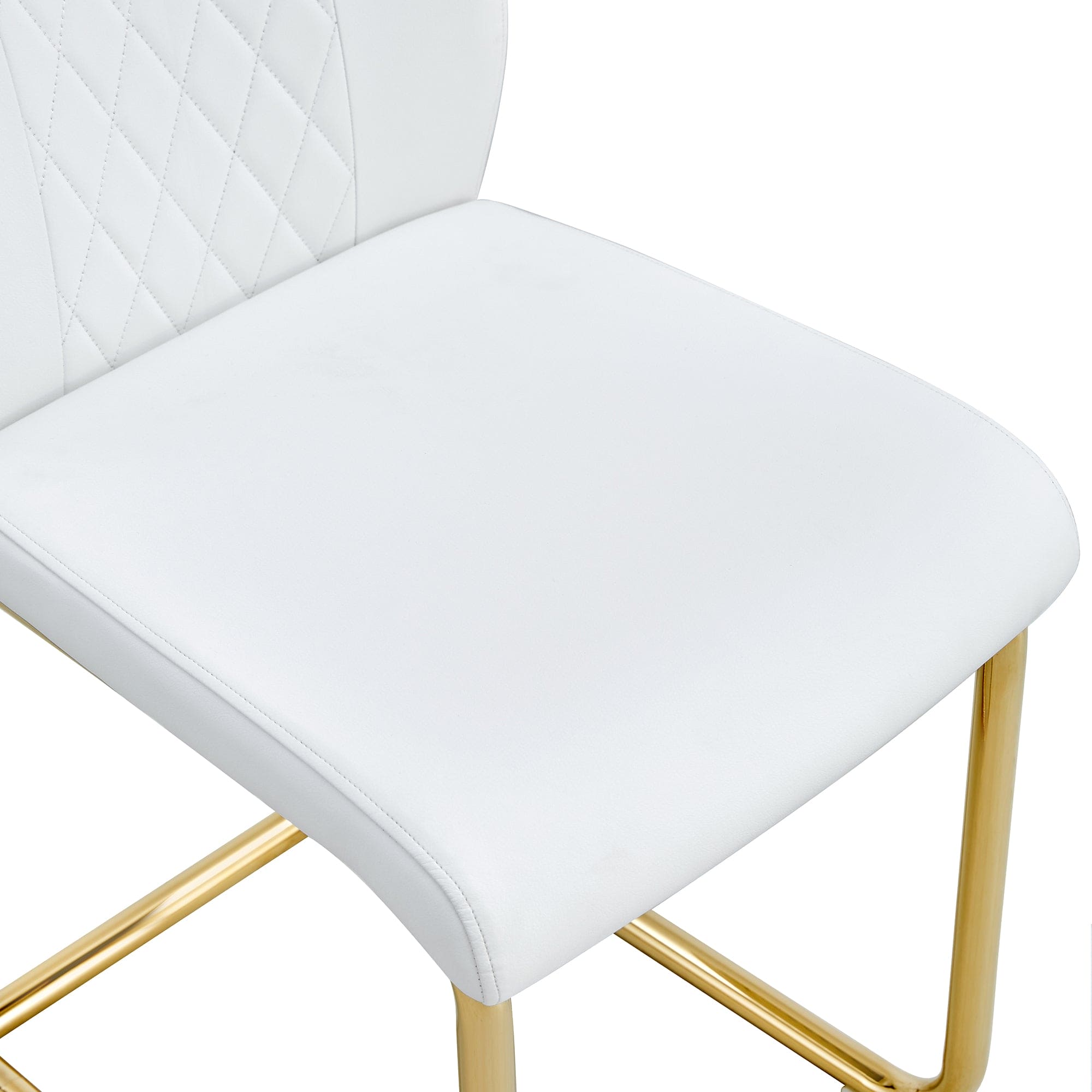 Modern dining chairs, dining room chairs, and golden leg cushioned chairs made of artificial leather, suitable for kitchens, living rooms, bedrooms, and offices. Set of 4 pieces (white+PU)C-001