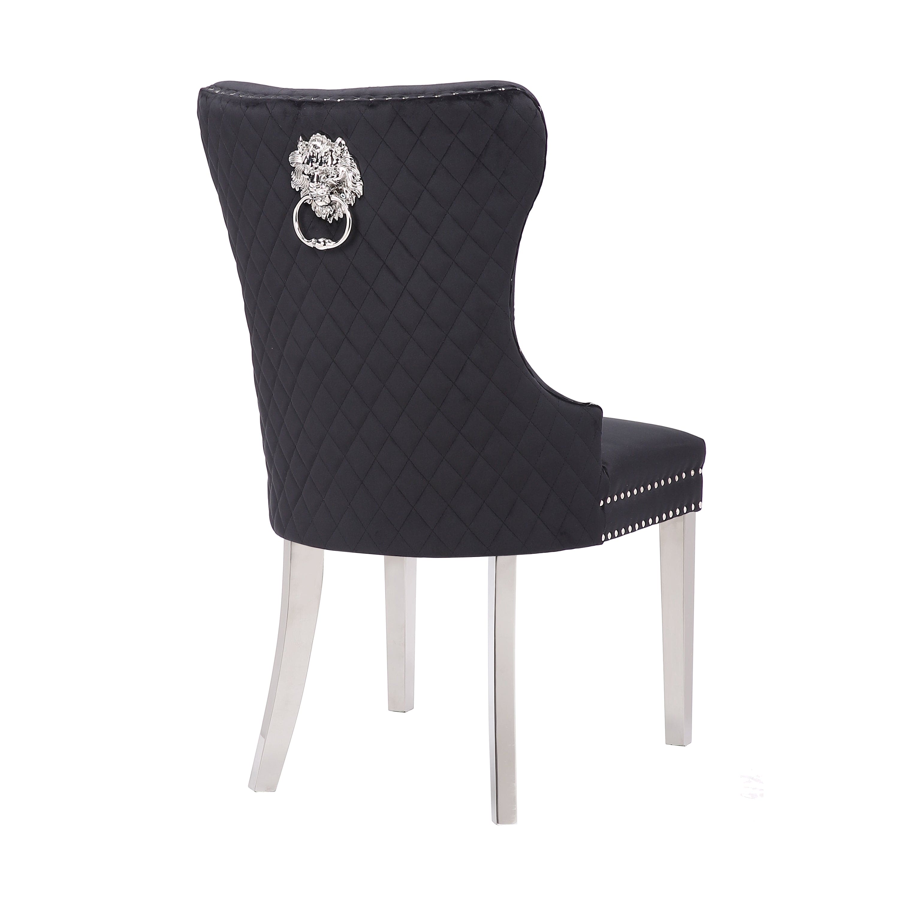 Simba Stainless Steel 2 Piece Chair Finish with Velvet Fabric in Black