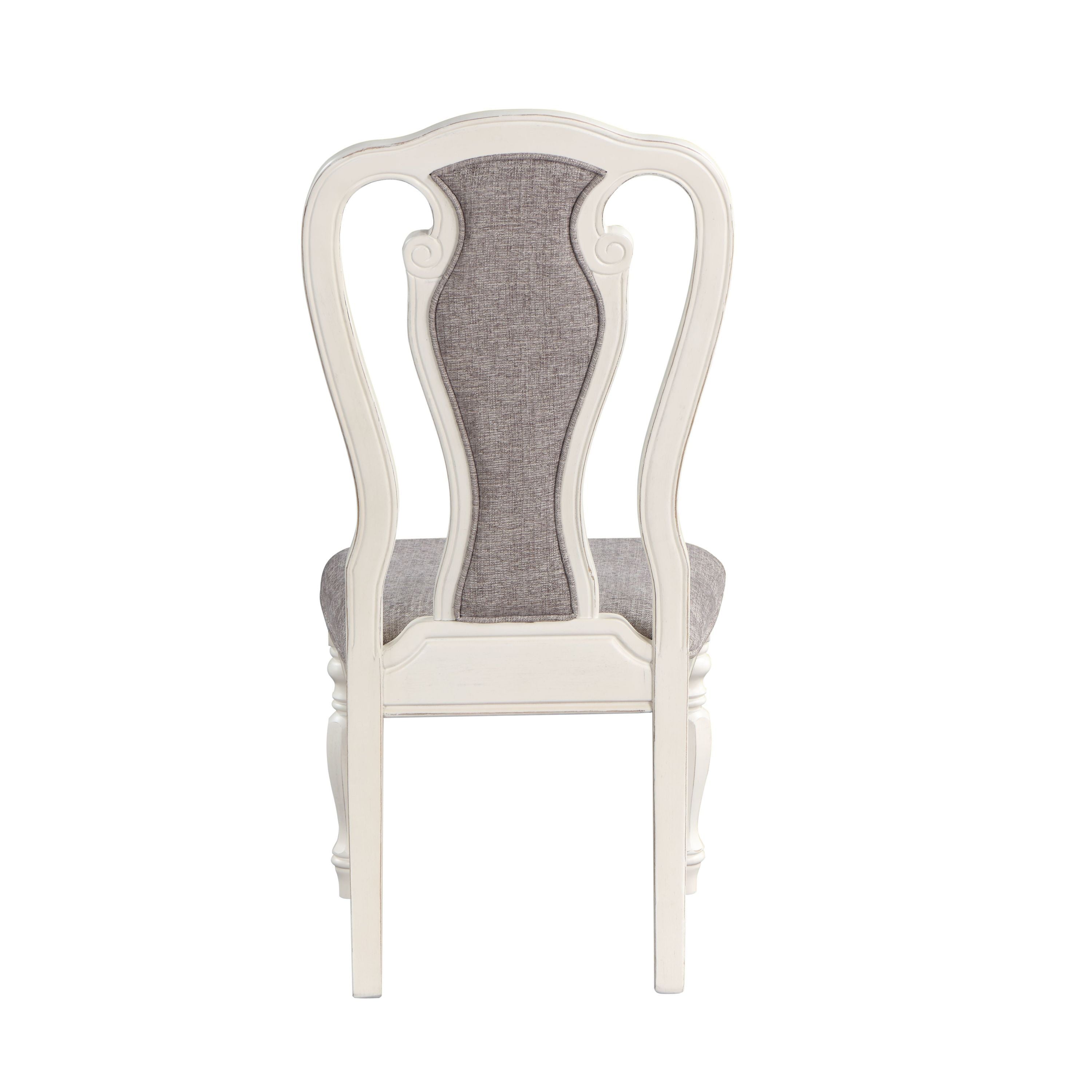 ACME Florian Side Chair(Set-2), Gray Fabric & Antique White Finish DN01654