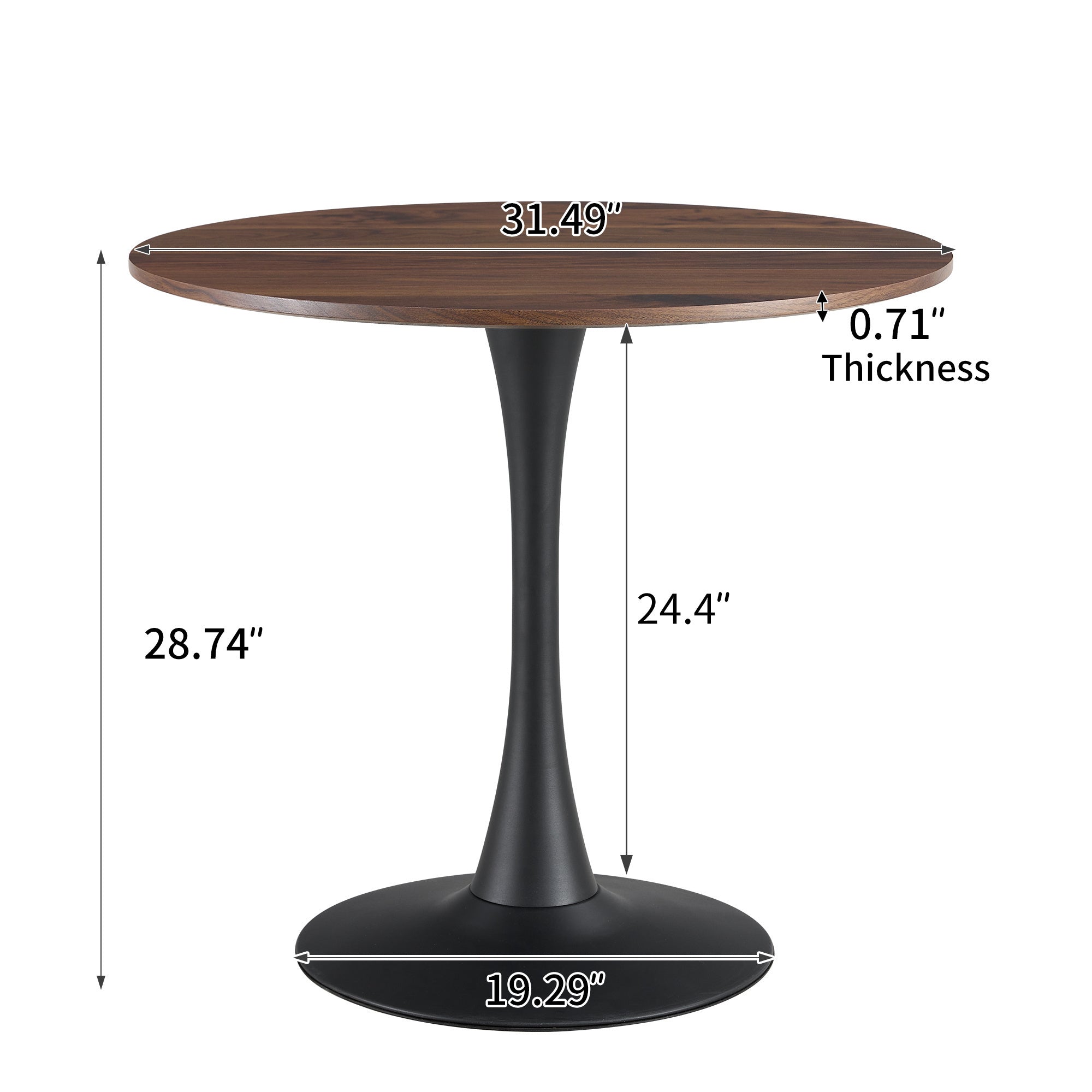 TULIP DINING TABLE ,ROUND, 80cm Nature Wood, 1pc per ctn