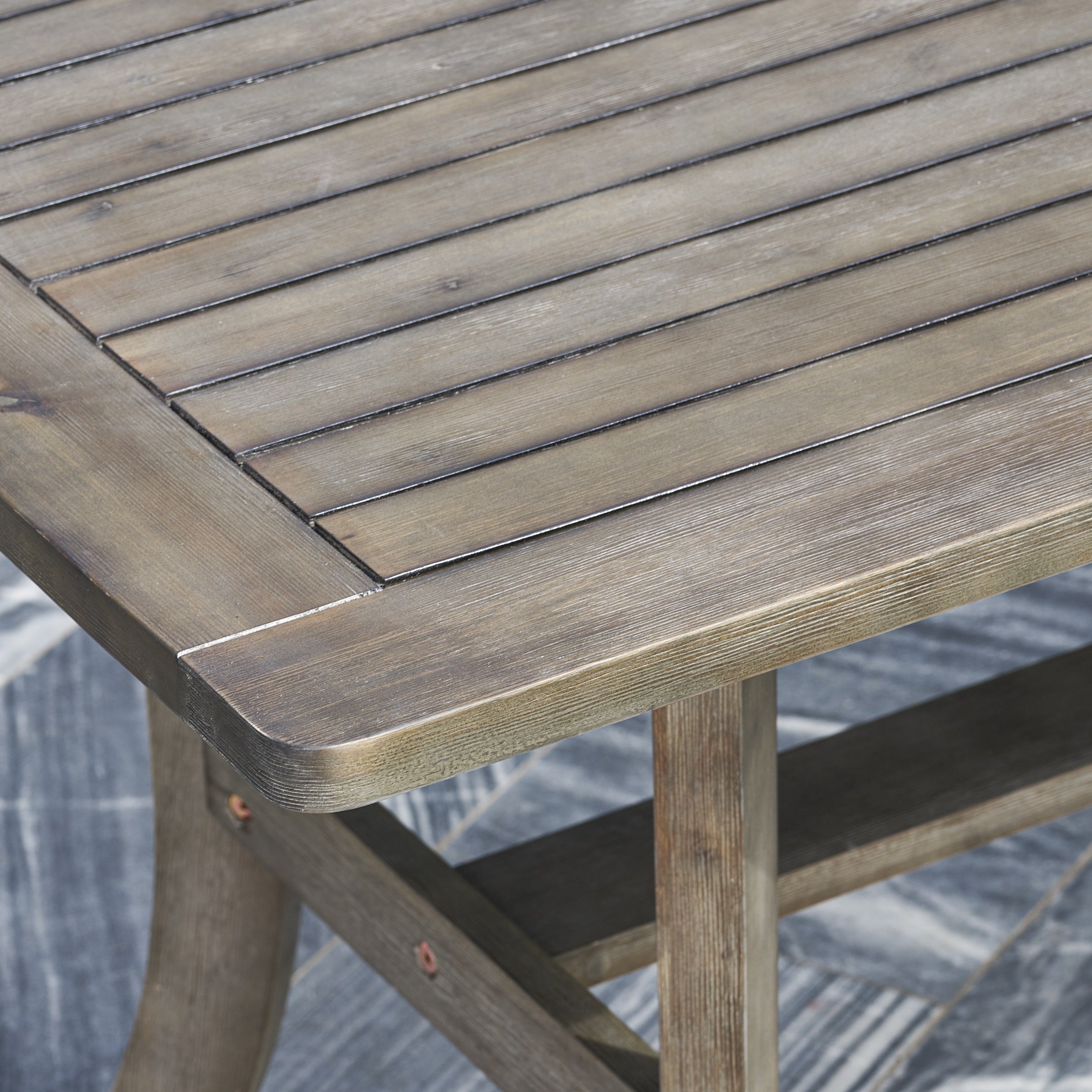 Kyrstin Grey-washed Farmhouse Wood Patio Dining Table  for 6 Seaters