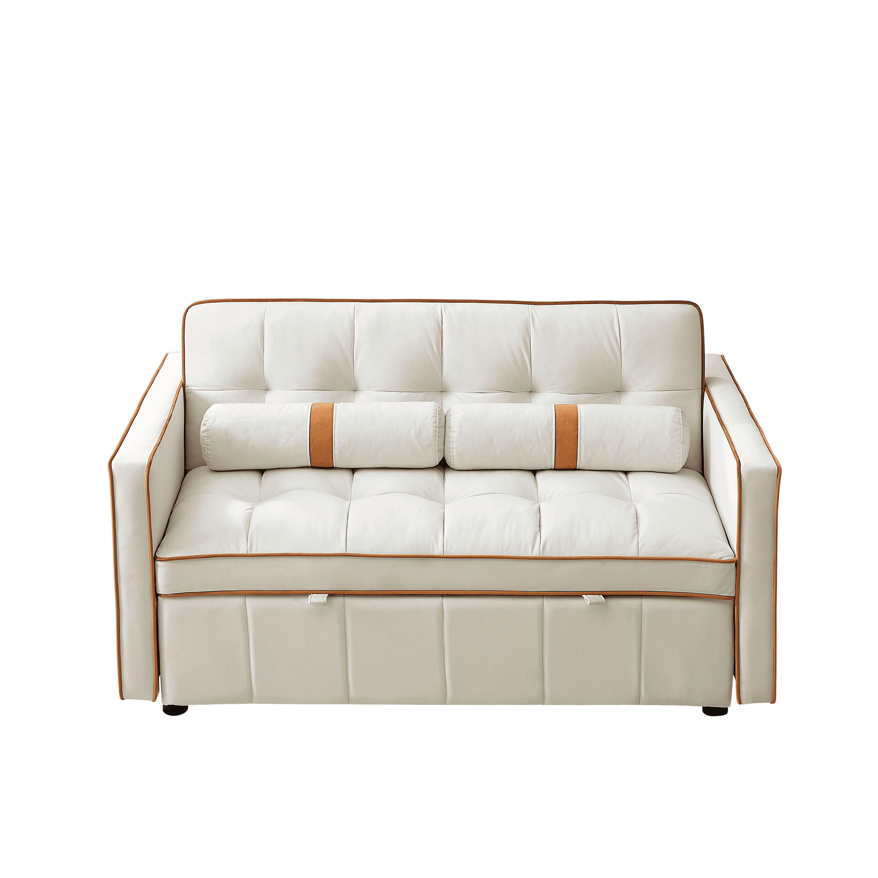 Modern 55.5" Pull Out Sleep Sofa Bed 2 Seater Loveseats Sofa Couch with side pockets, Adjsutable Backrest and Lumbar Pillows for Apartment Office Living Room