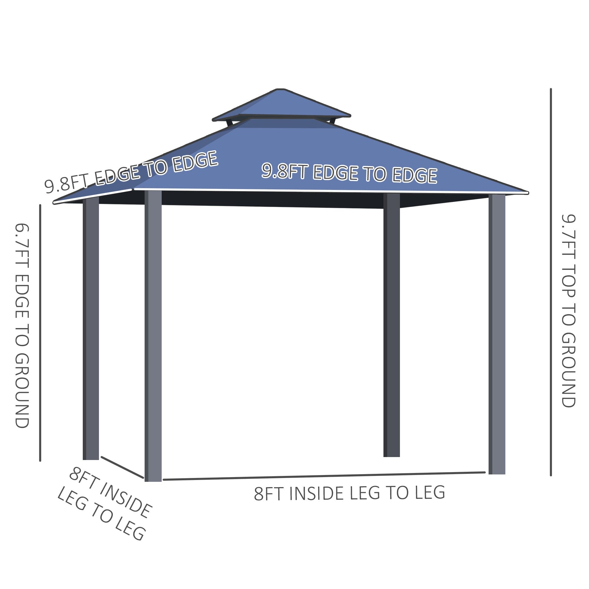 10' x 10' Hardtop Gazebo Canopy with Polycarbonate Double Roof, Aluminum Frame, Permanent Pavilion Outdoor Gazebo with Netting and Curtains for Patio, Garden, Backyard, Deck, Lawn, Gray