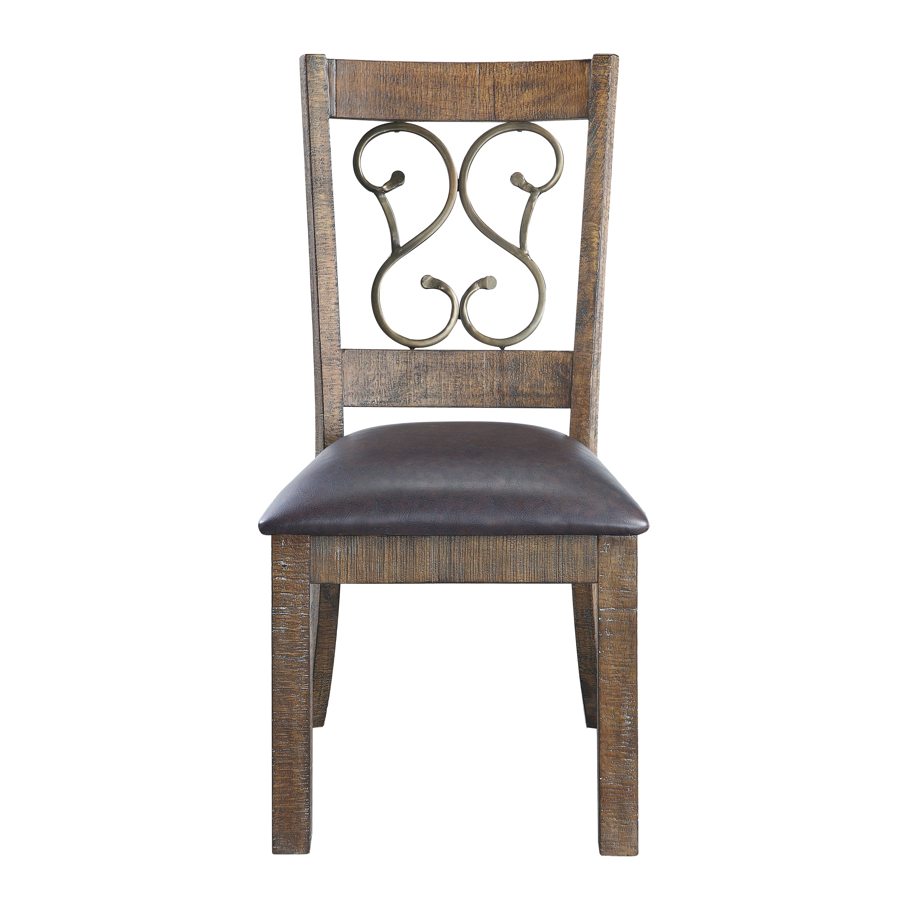 ACME Raphaela Side Chair (Set-2) in Black PU & Weathered Cherry Finish DN00981