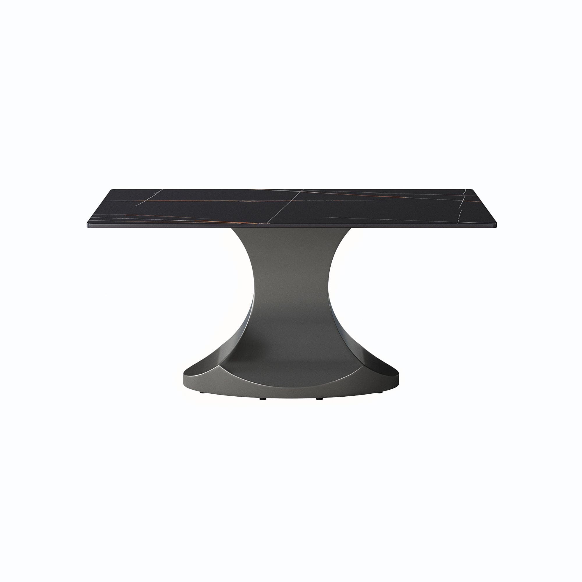 63 "modern artificial stone black panel gray stainless steel curved legs-can accommodate 6-8 people