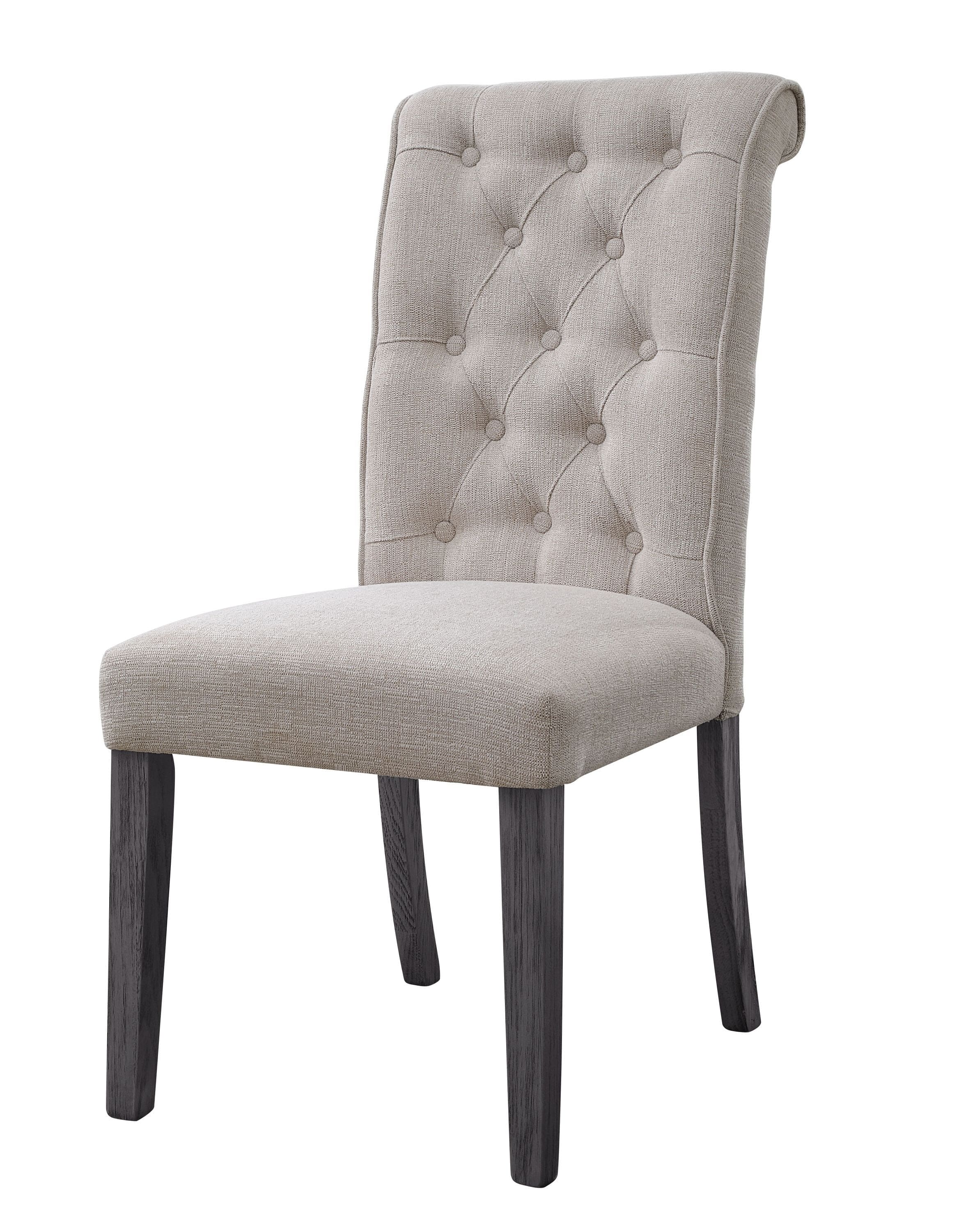 ACME Yabeina Side Chair (Set-2), Beige Linen & Gray Finish 73267