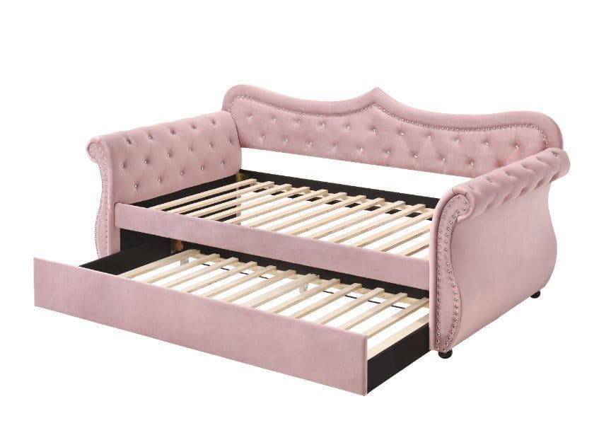 ACME Adkins Daybed & Trundle, Pink Velvet 39420