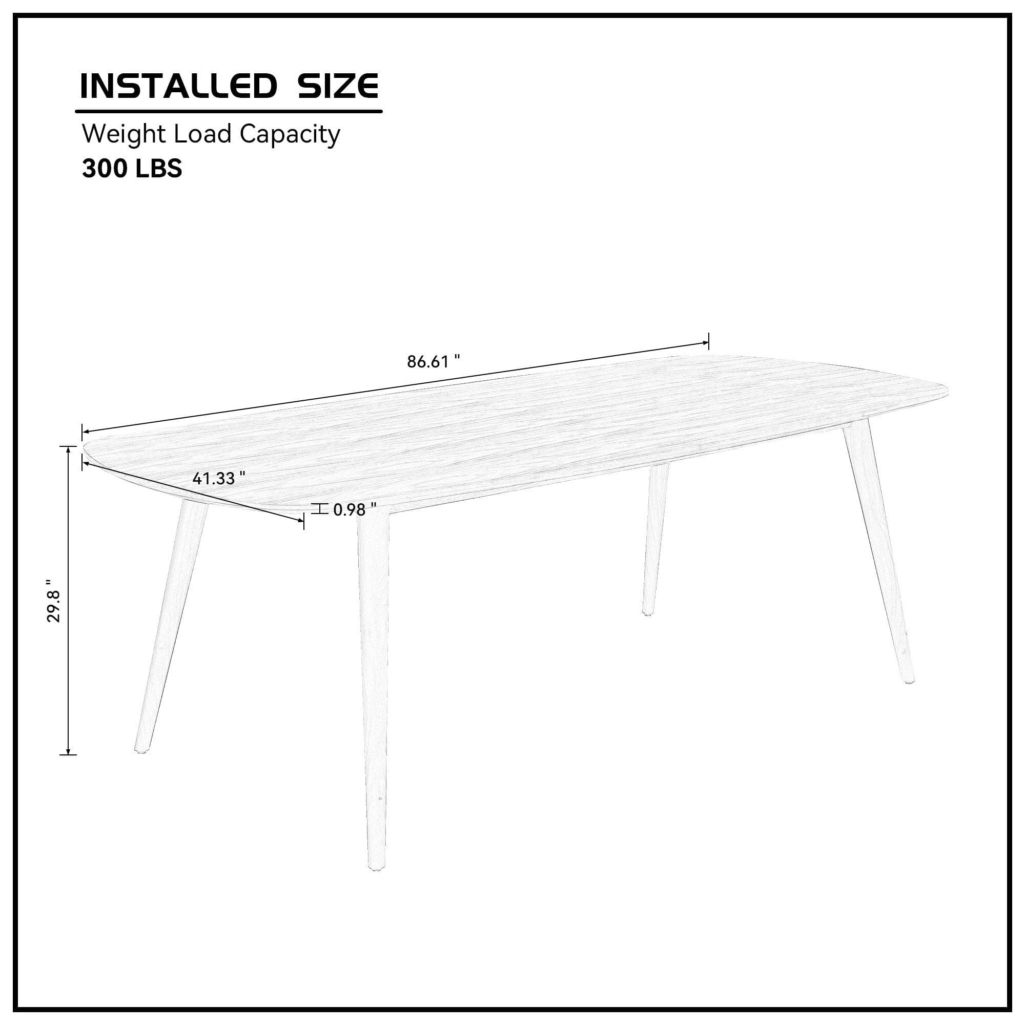 86.61inch Modern mid-Century Dining Table Rectangular Table Balck oak