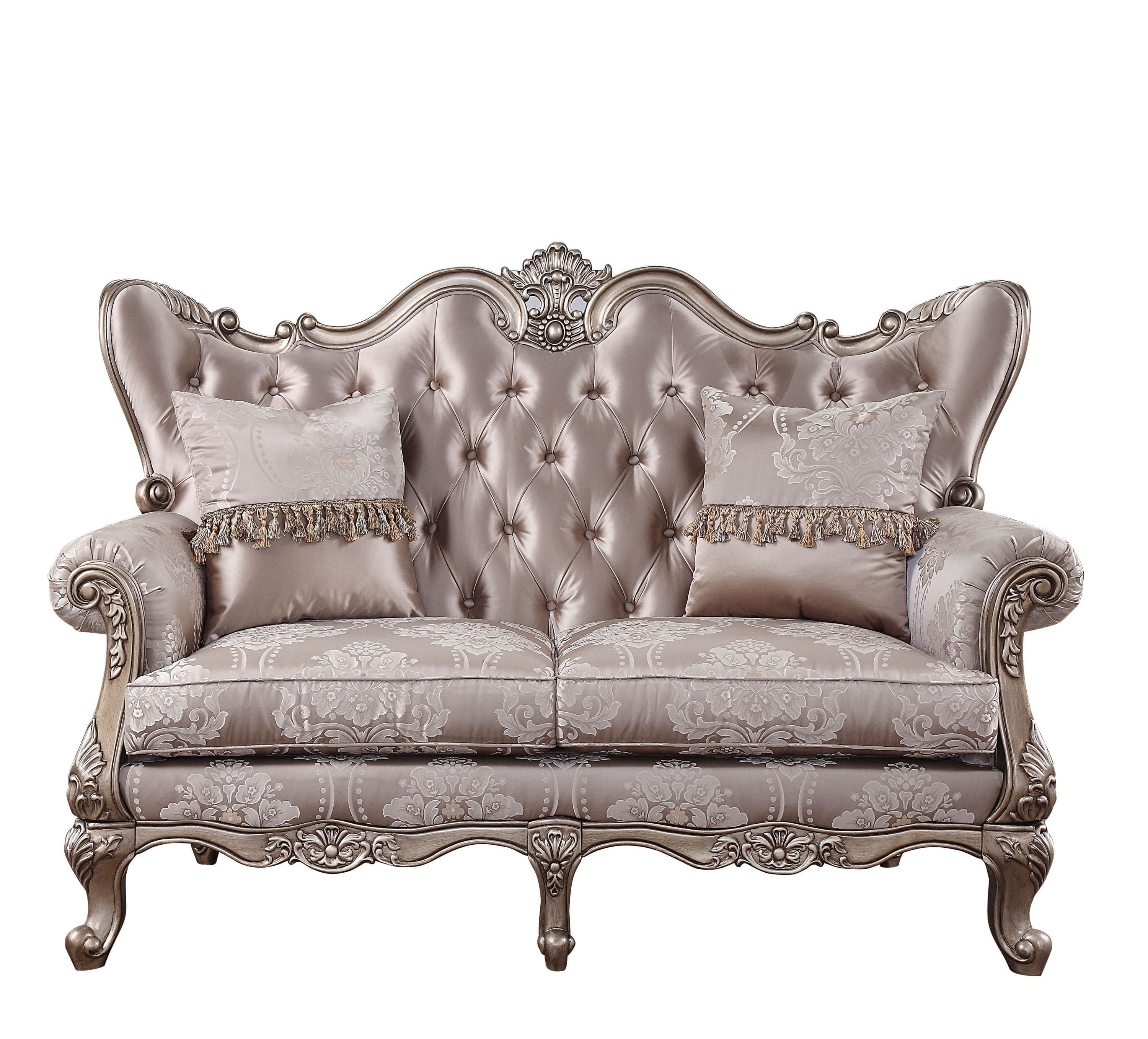 ACME Jayceon Loveseat w/2 Pillows, Fabric & Champagne 54866