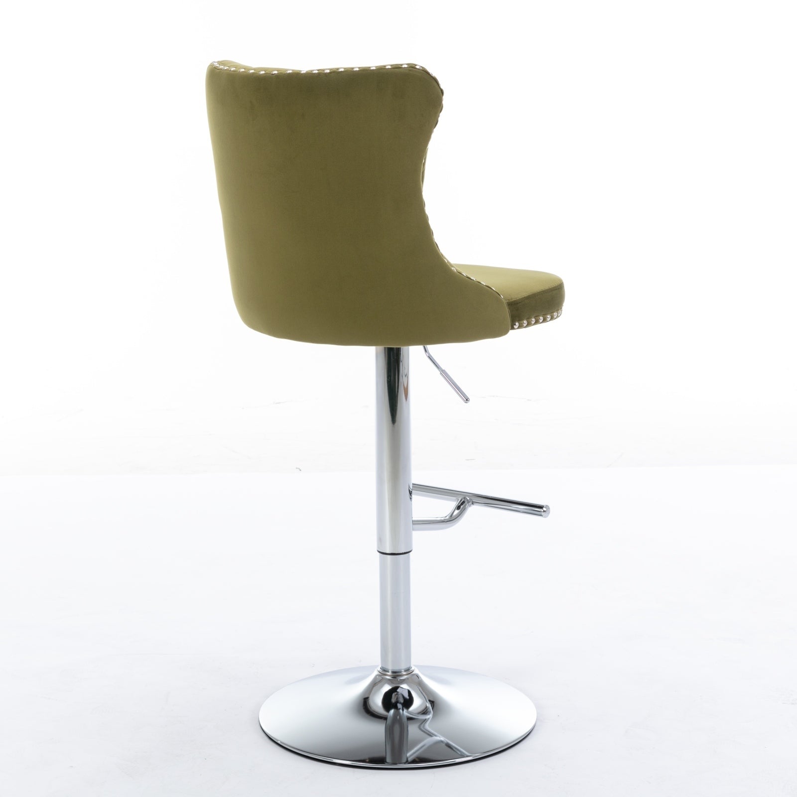 Swivel Velvet Barstools Olive-Green,Set of 2