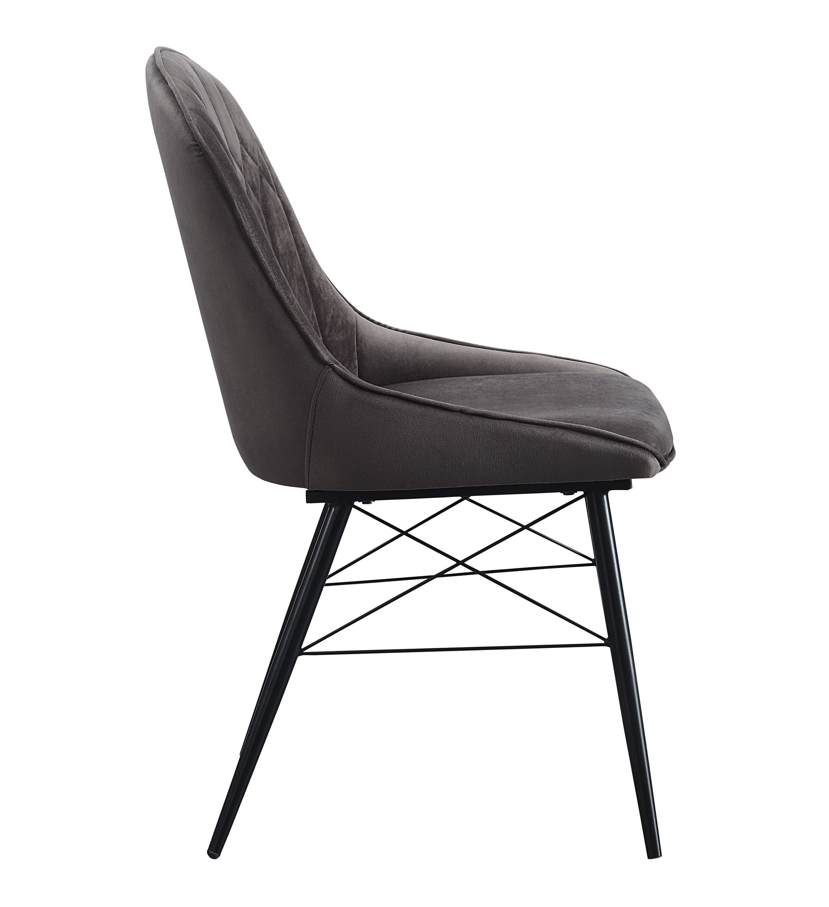 ACME Abraham Side Chair, Gray Fabric & Black Finish 74016