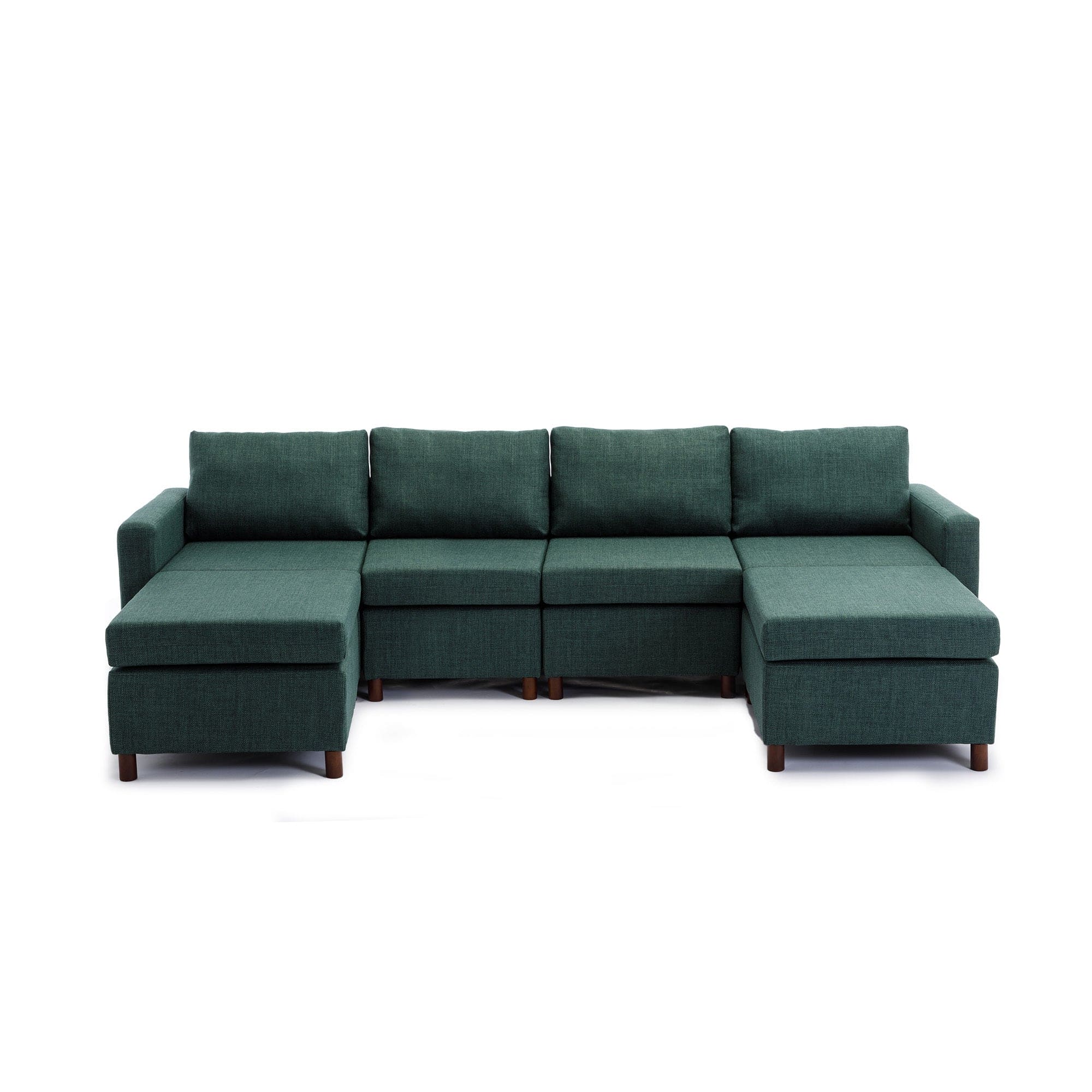 4 Seat Module Sectional Sofa Couch With 2 Ottoman for living room,Seat Cushion and Back Cushion Non-Removable and Non-Washable,Green