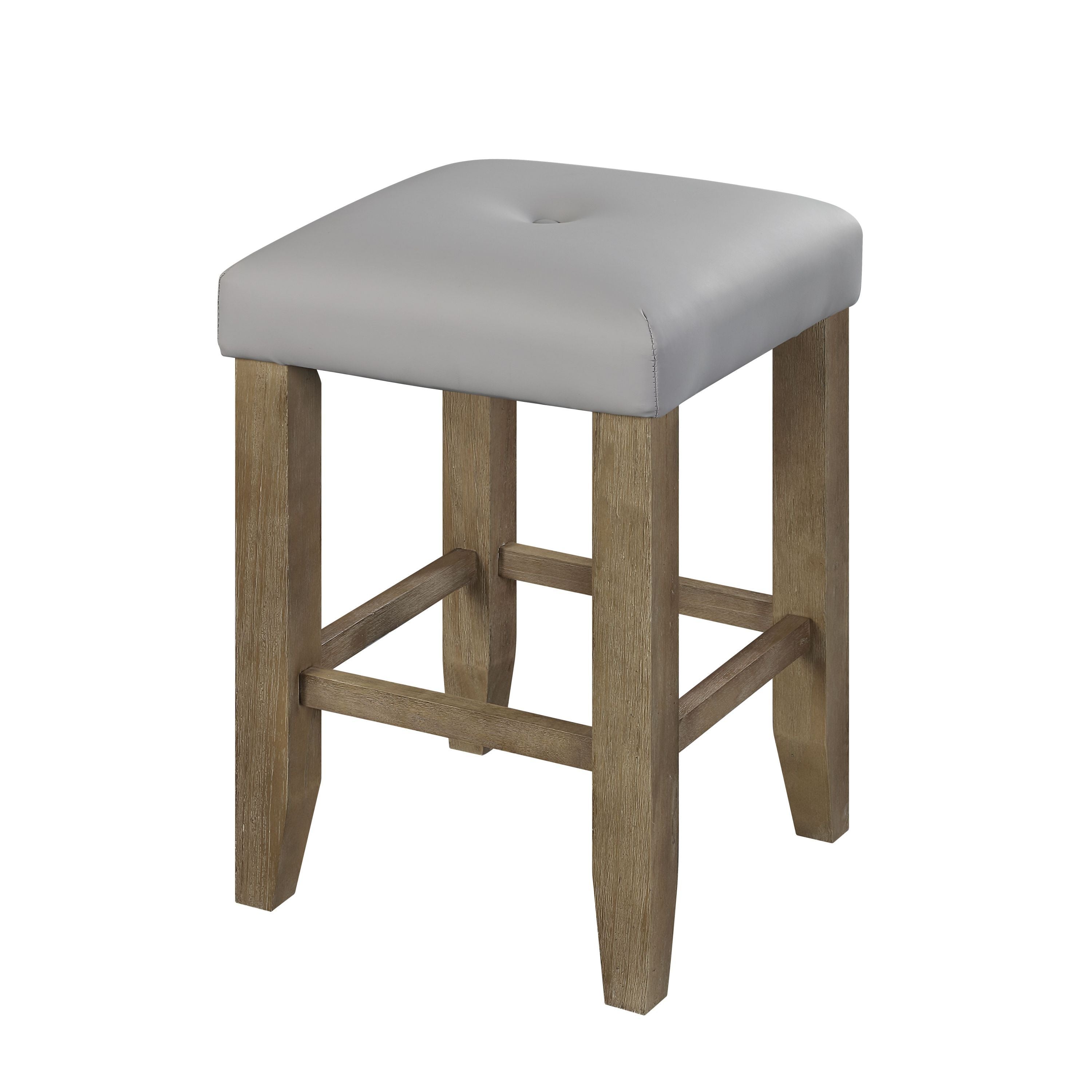 ACME Charnell Counter Height Stool (Set-2) in Gary PU & Oak Finish DN00552