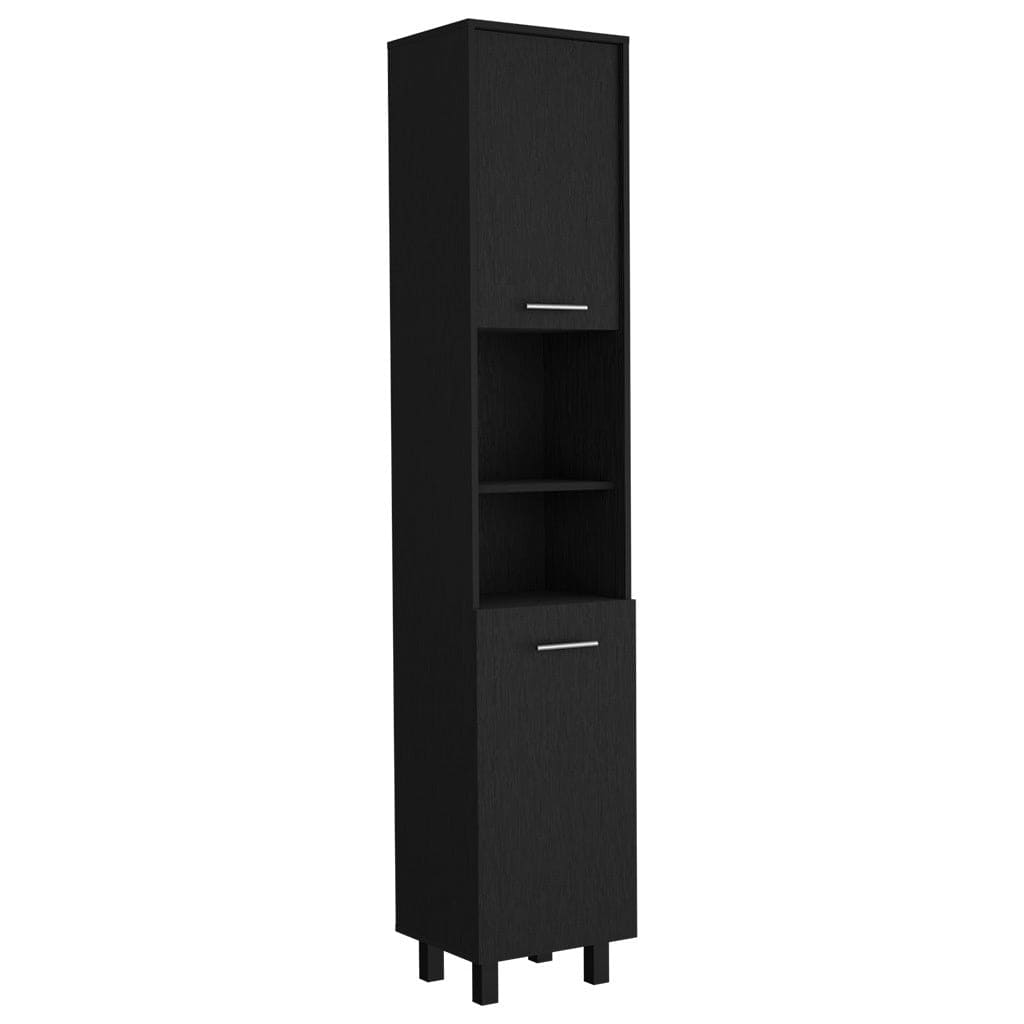 Pantry Cabinet Almada, Three Interior Shelves, Black Wengue Finish