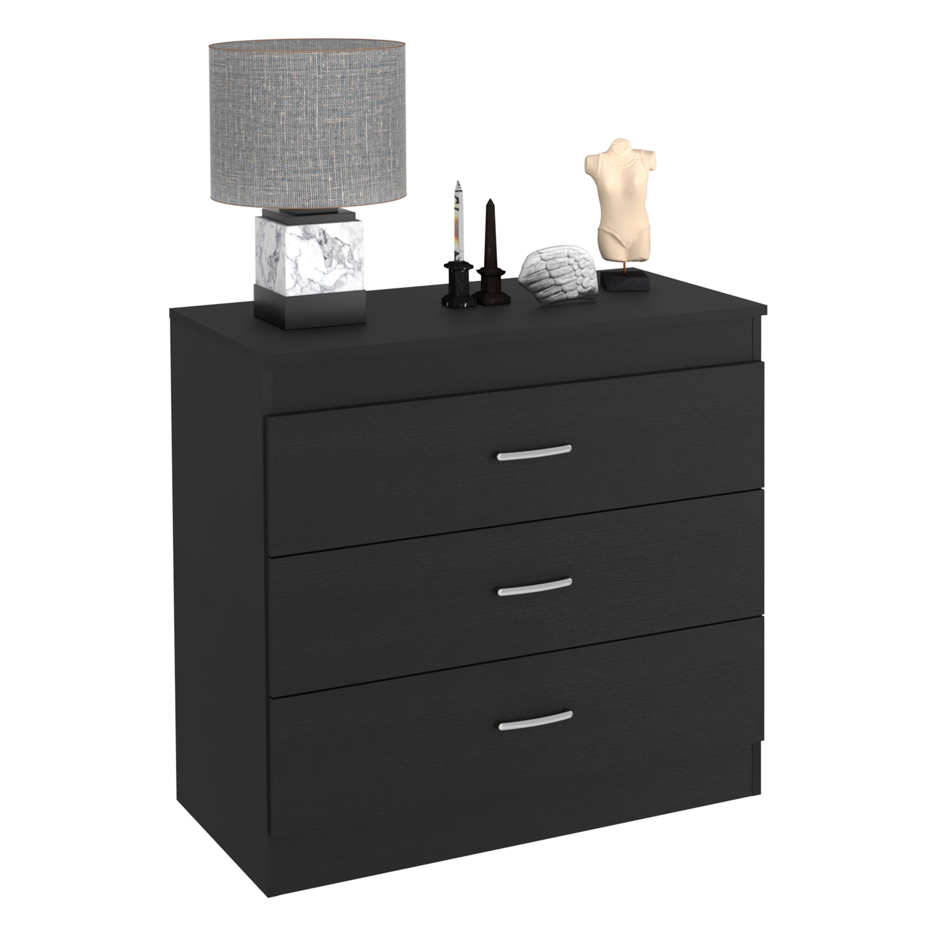 Three Drawer Dresser Lial, Superior Top, Metal Hardware, Black Wengue Finish