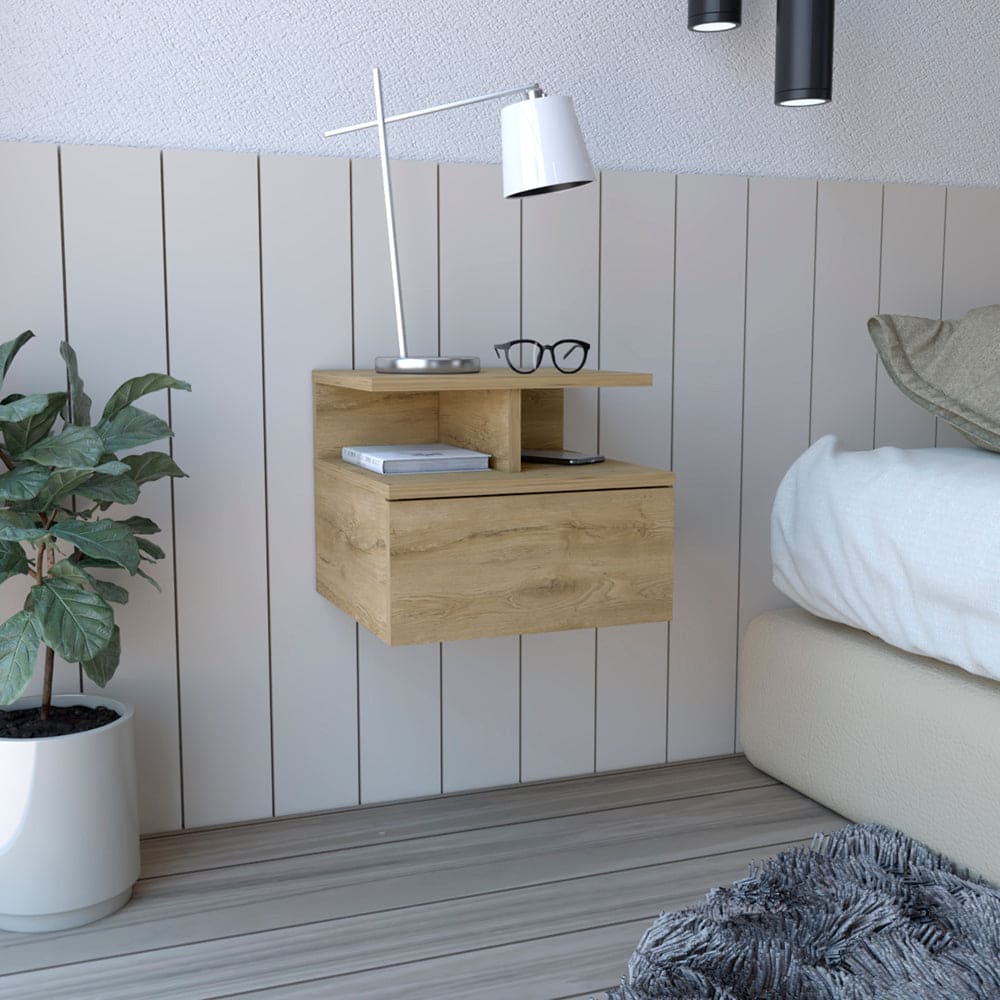 Floating Nightstand Flopini, One Drawer, Macadamia Finish