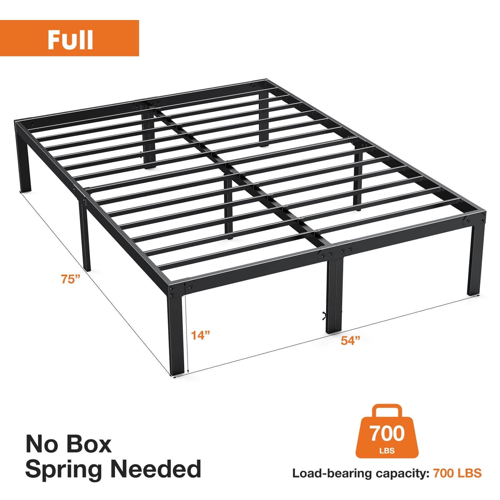 Heavy Duty Metal Bed Frame with Sturdy Steel Slat Support, FULL