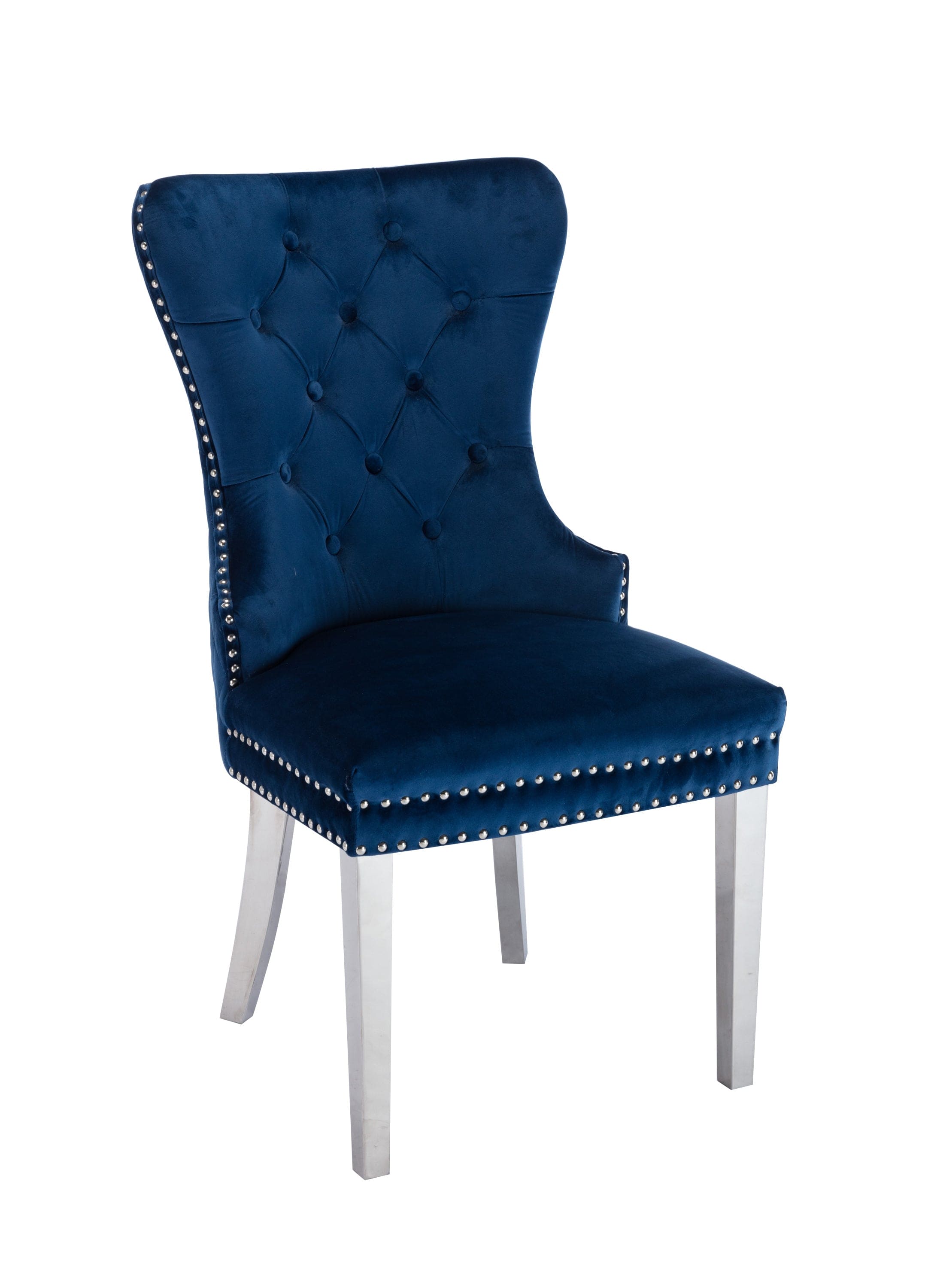 Simba Stainless Steel 2 Piece Chair Finish with Velvet Fabric in Blue