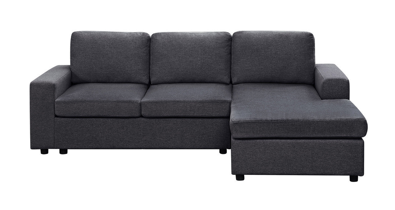 Aurelle Sofa with Reversible Chaise in Dark Gray Linen