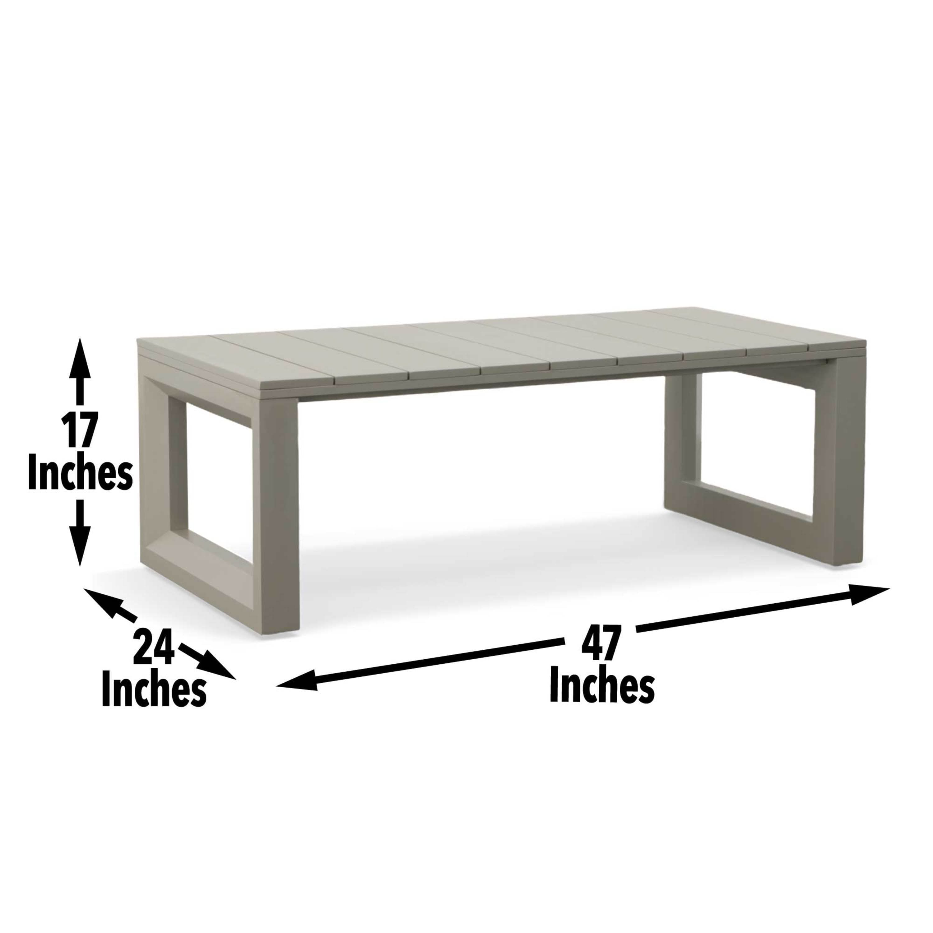 Outdoor Showcase: Contemporary Cocktail Table - Neutral Style, Beveled End Panels, Geometric Pattern - Rust-Resistant, Scratch & Weather-Resistant Aluminum Fram