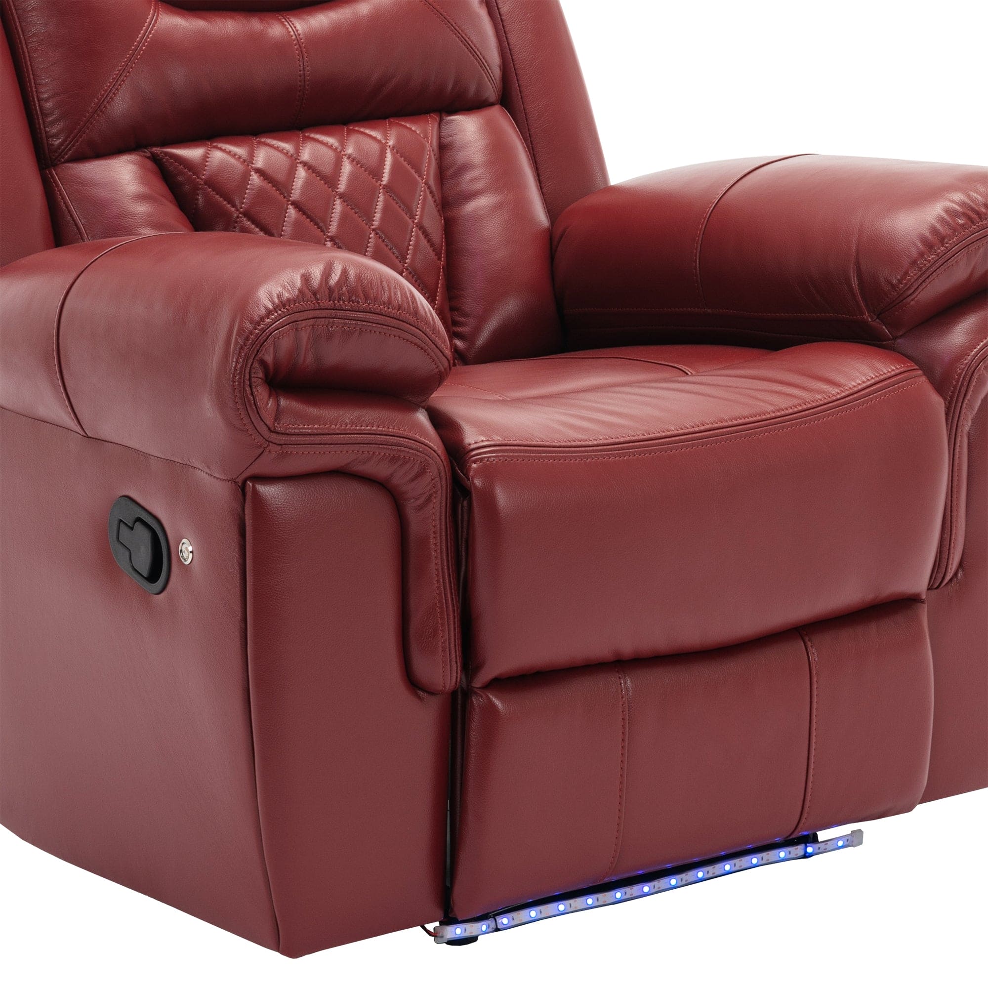 Home Theater Seating Manual Recliner Chair with LED Light Strip for Living Room,Bedroom, Wind Red