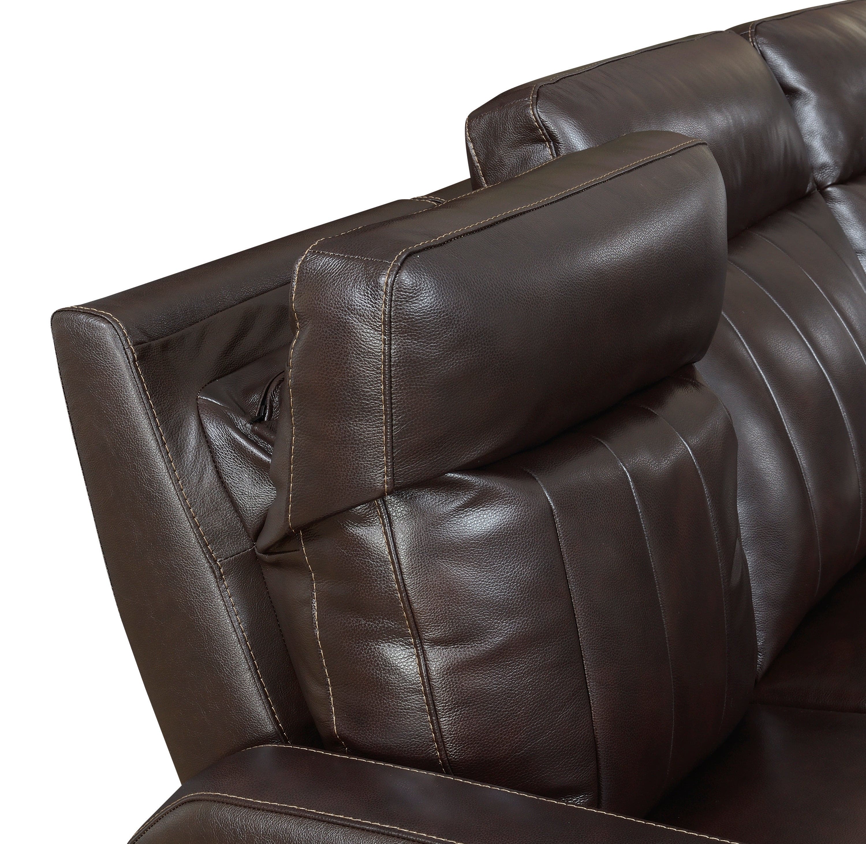 Luxury Power Reclining Sofa Recliner in Dark Brown Top-Grain Leather - Ultimate Comfort with Power Leg Rest and Articulating Headrest - Elegant and Relaxing Furniture for Living Room or Home Theater