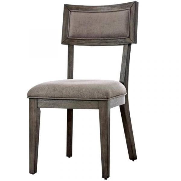 Rustic Grey Solid wood 2pc Dining Chairs Fabric Upholstered Seat Back Curved Dining Room Furniture