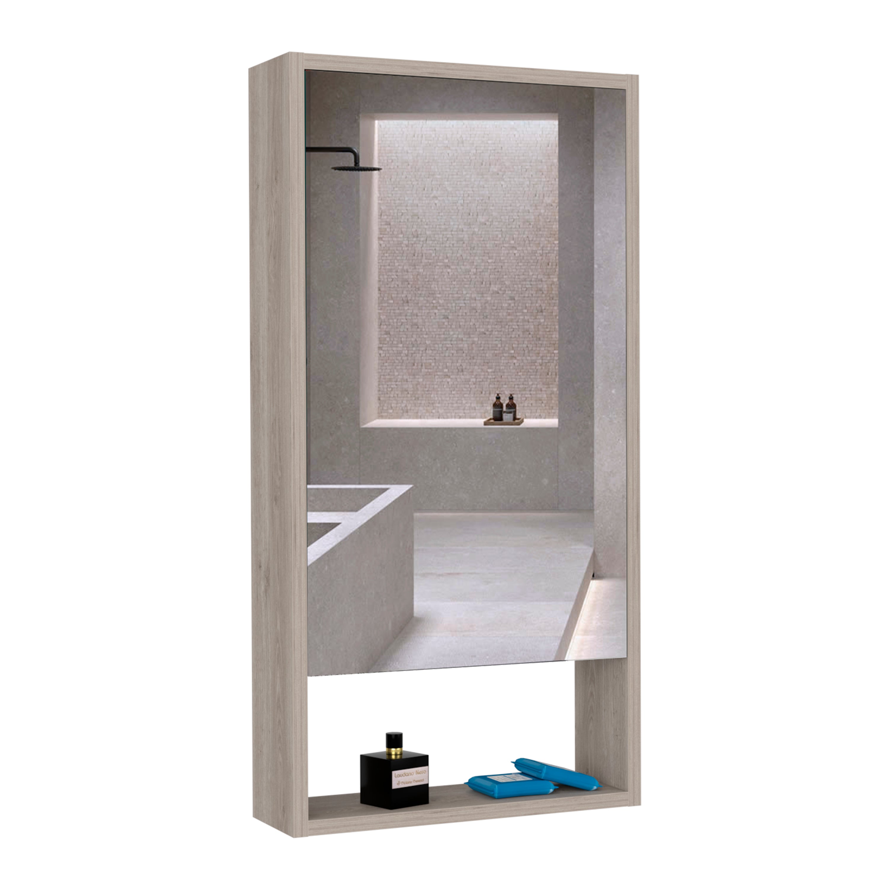 Medicine Cabinet Irvine, One External Shelf, Light Gray Finish