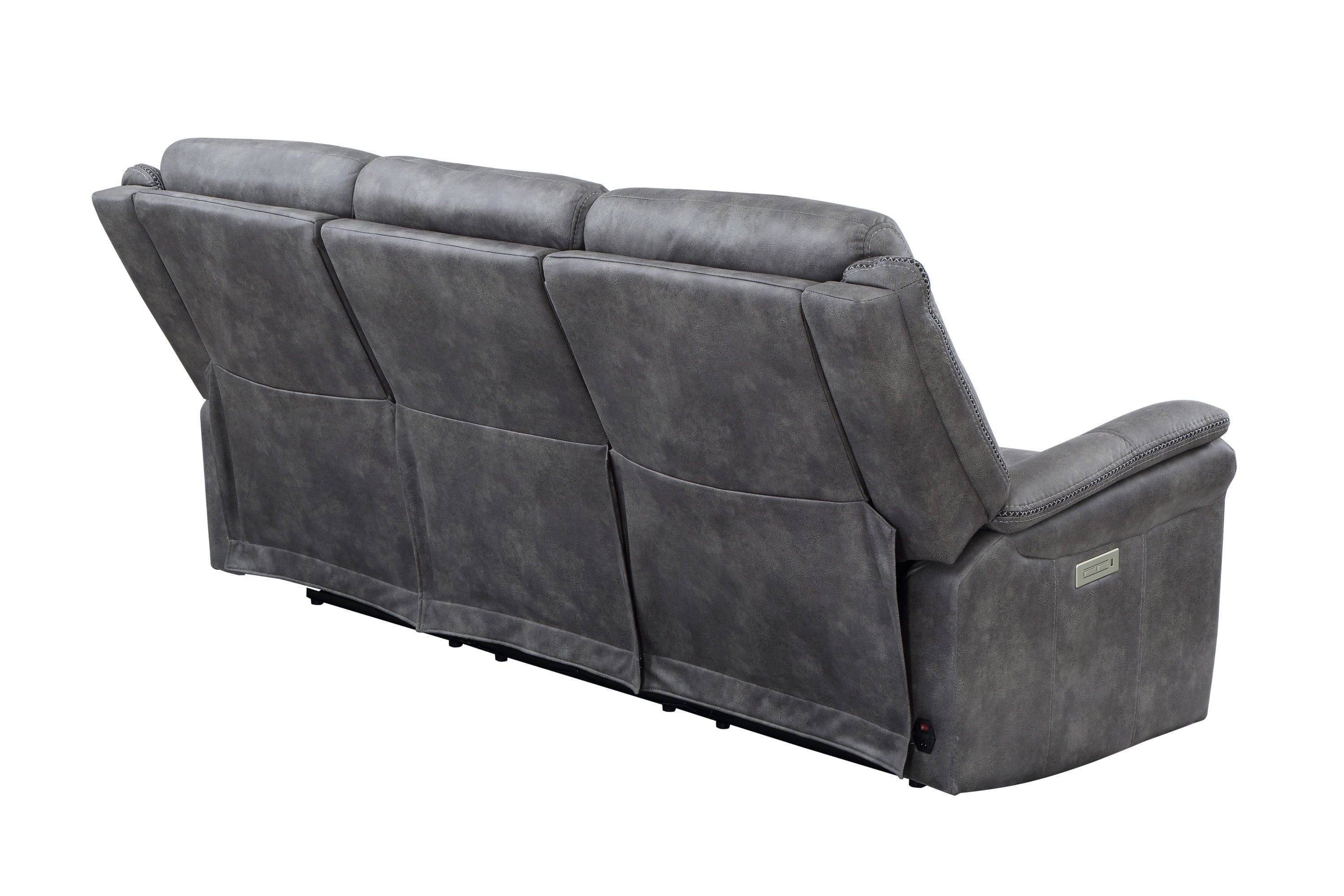 Transitional Power Reclining Sofa - Neutral Faux-Suede, Power Footrest, Power Headrest - Built to Last, USB Charging