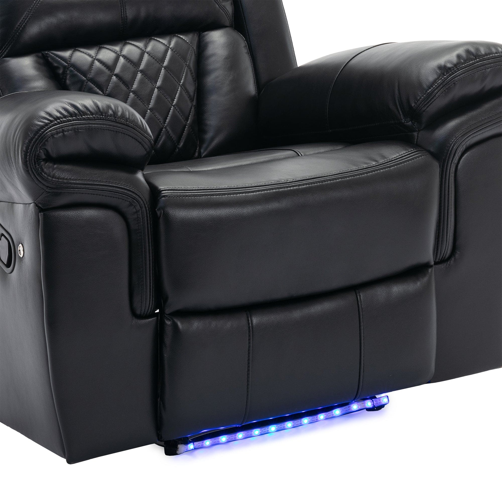 Home Theater Seating Manual Recliner Chair with LED Light Strip for Living Room,Bedroom, Black