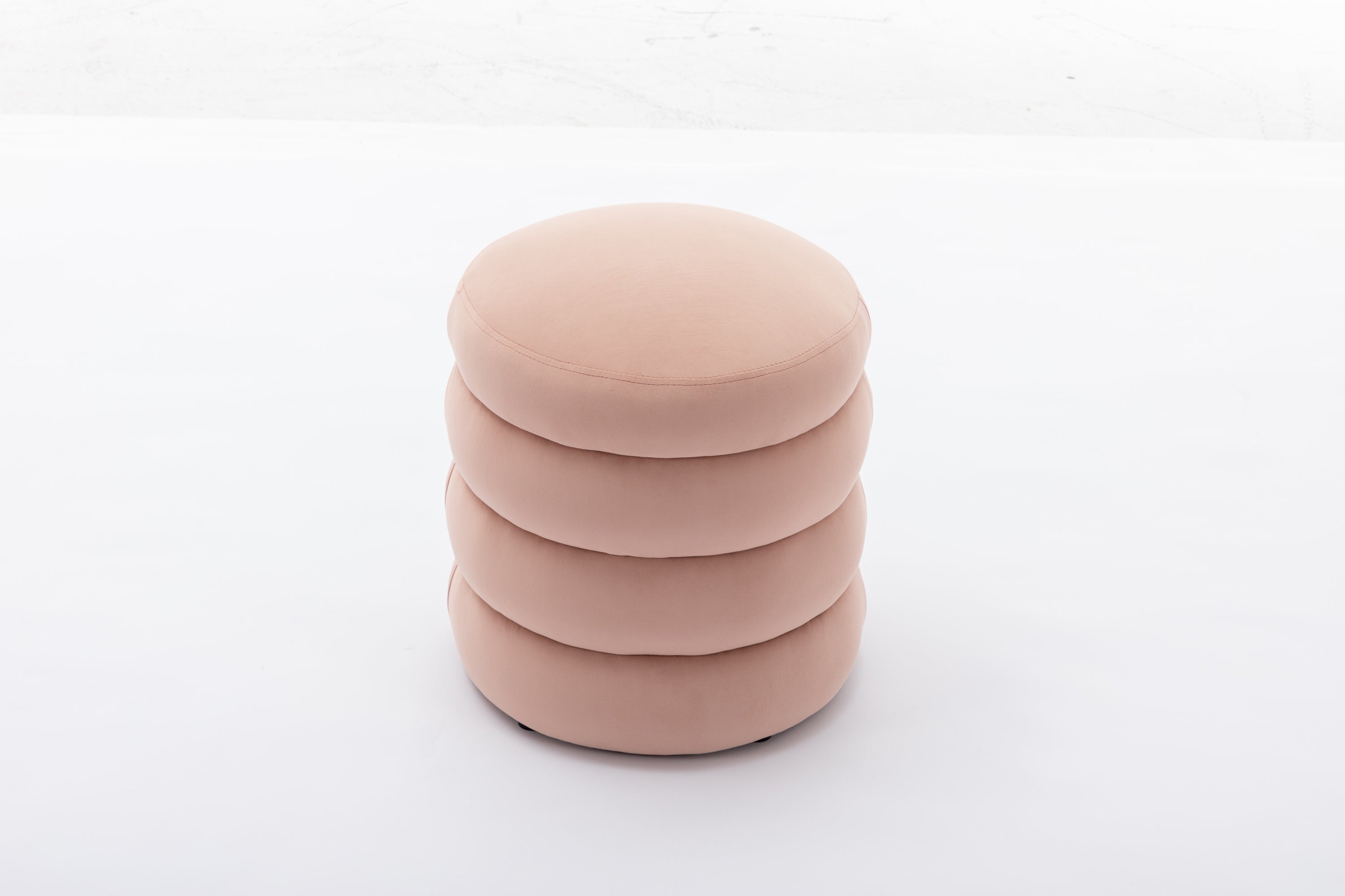 006-Soft Velvet  Round Ottoman Footrest Stool,Pink