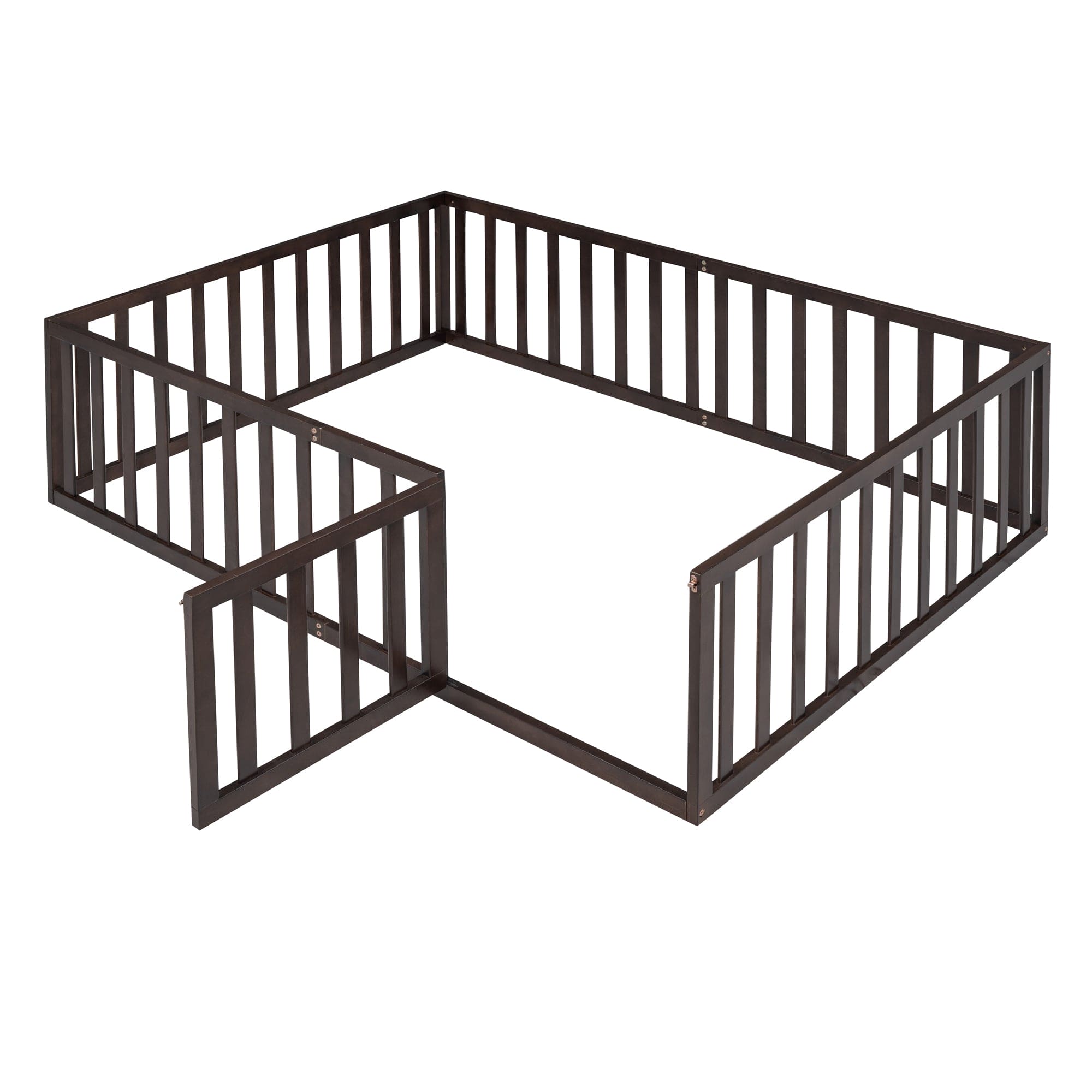 Full Size Wood Daybed Frame with Fence, Walnut(OLD SKU:WF289662AAL)