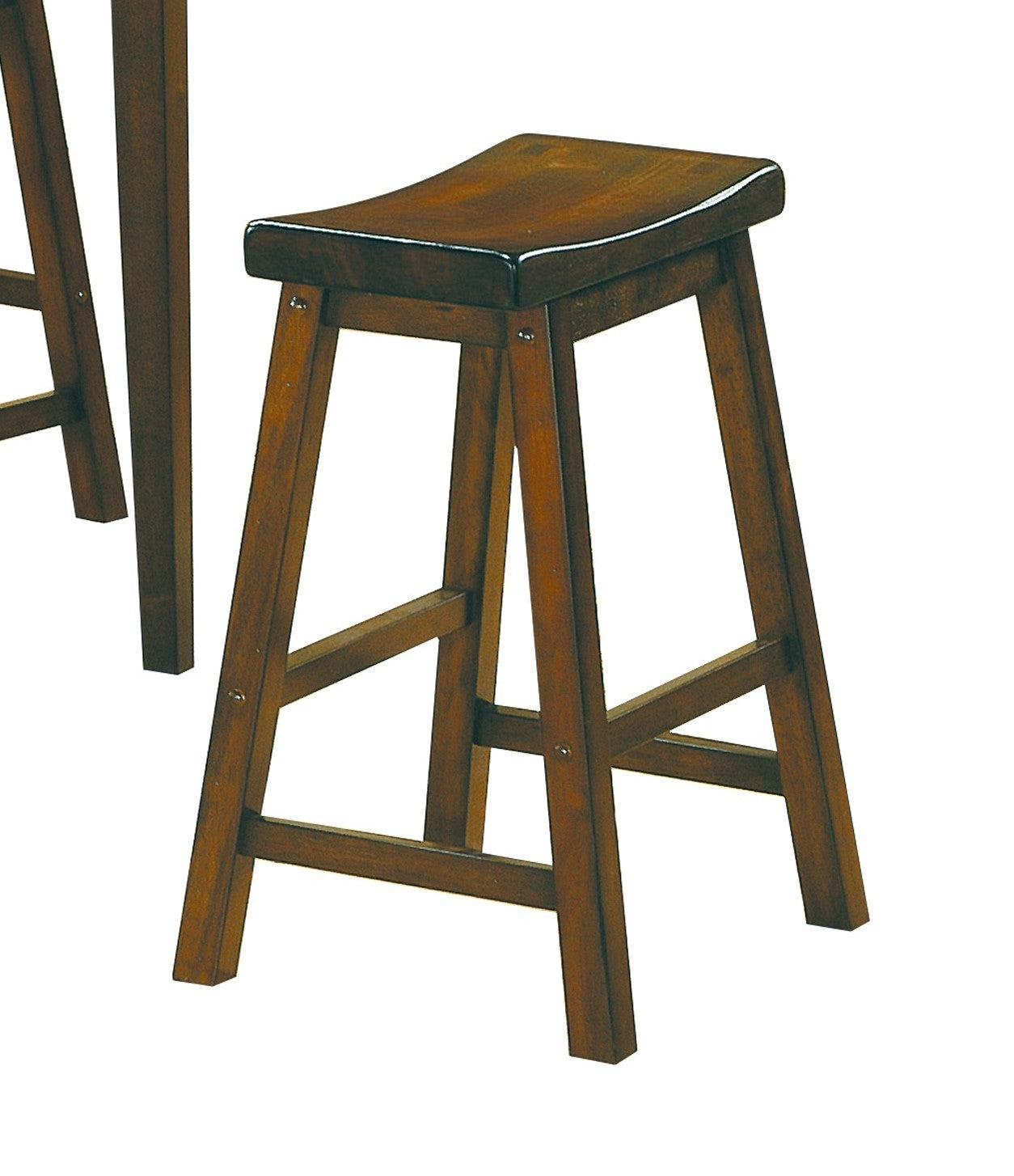 18-inch Height Saddle Seat Stools 2pc Set Solid Wood Cherry Finish Casual Dining Furniture