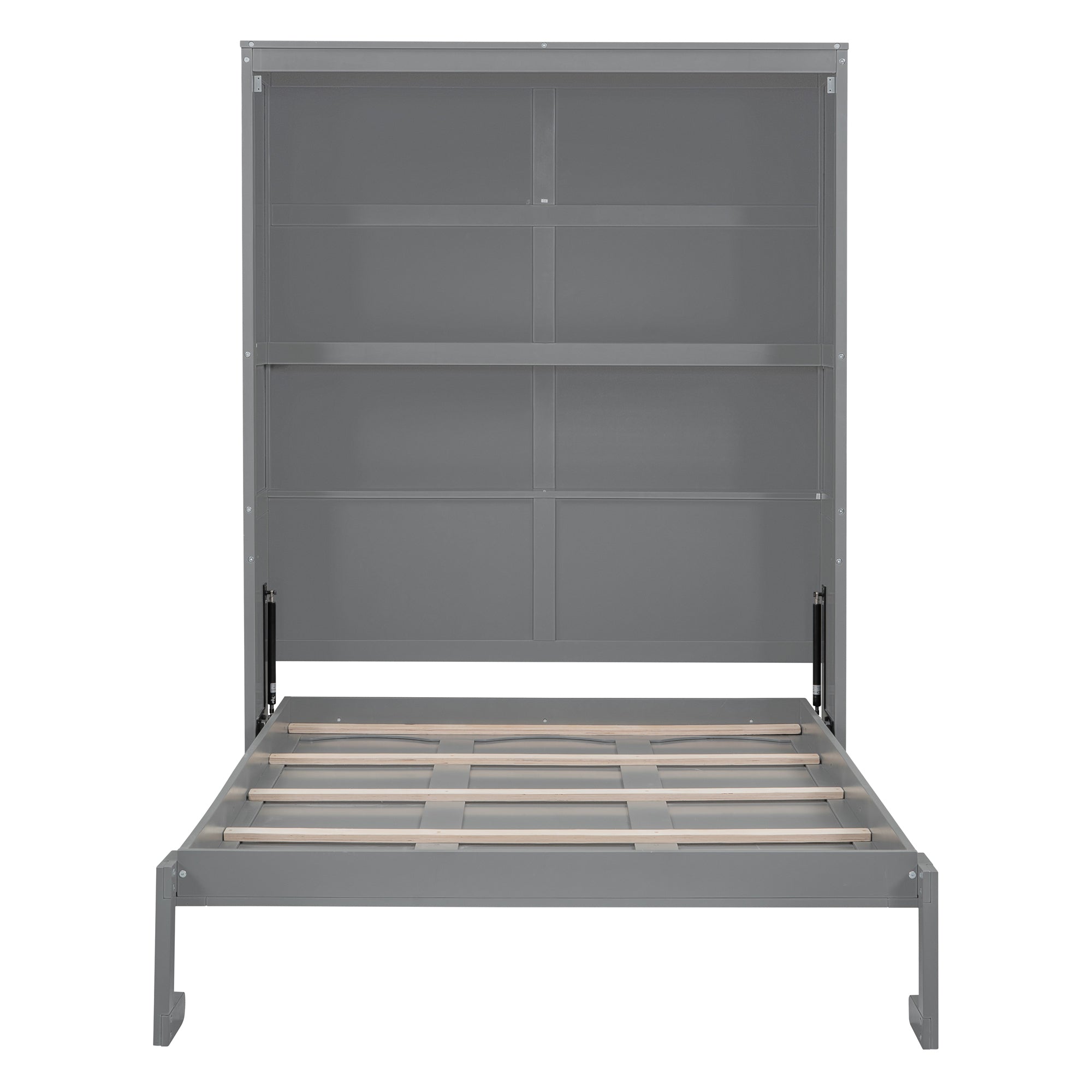 Full Size Murphy Bed Wall Bed with Shelves,Gray