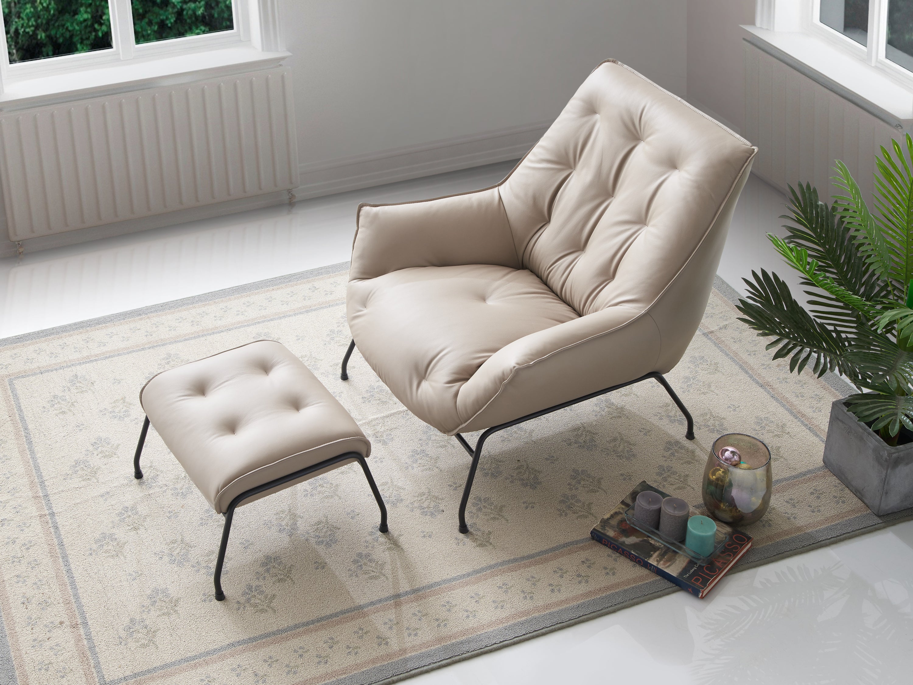 ACME Zusa Accent Chair, Khaki Top Grain Leather AC02381