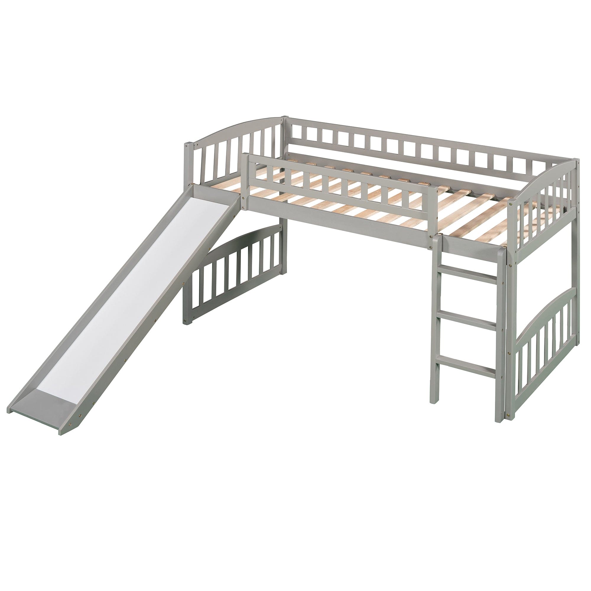 Twin size Loft Bed with Slide and Ladder, Gray(OLD SKU:LP000504AAE)