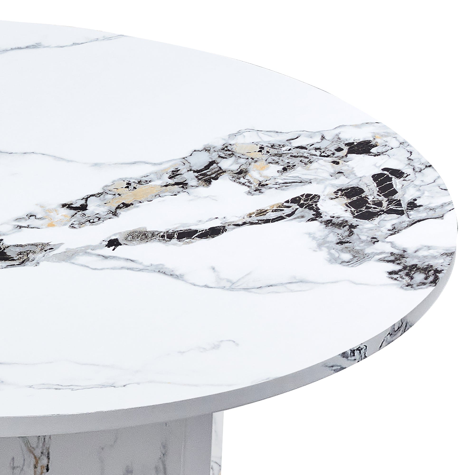 Round Dining Table for 4-6, 47 Inch Modern Kitchen Faux Marble Table Small Dinner Table MDF Kitchen Dinning Table for Cafe Restaurant Wine Bar Home Office Conference